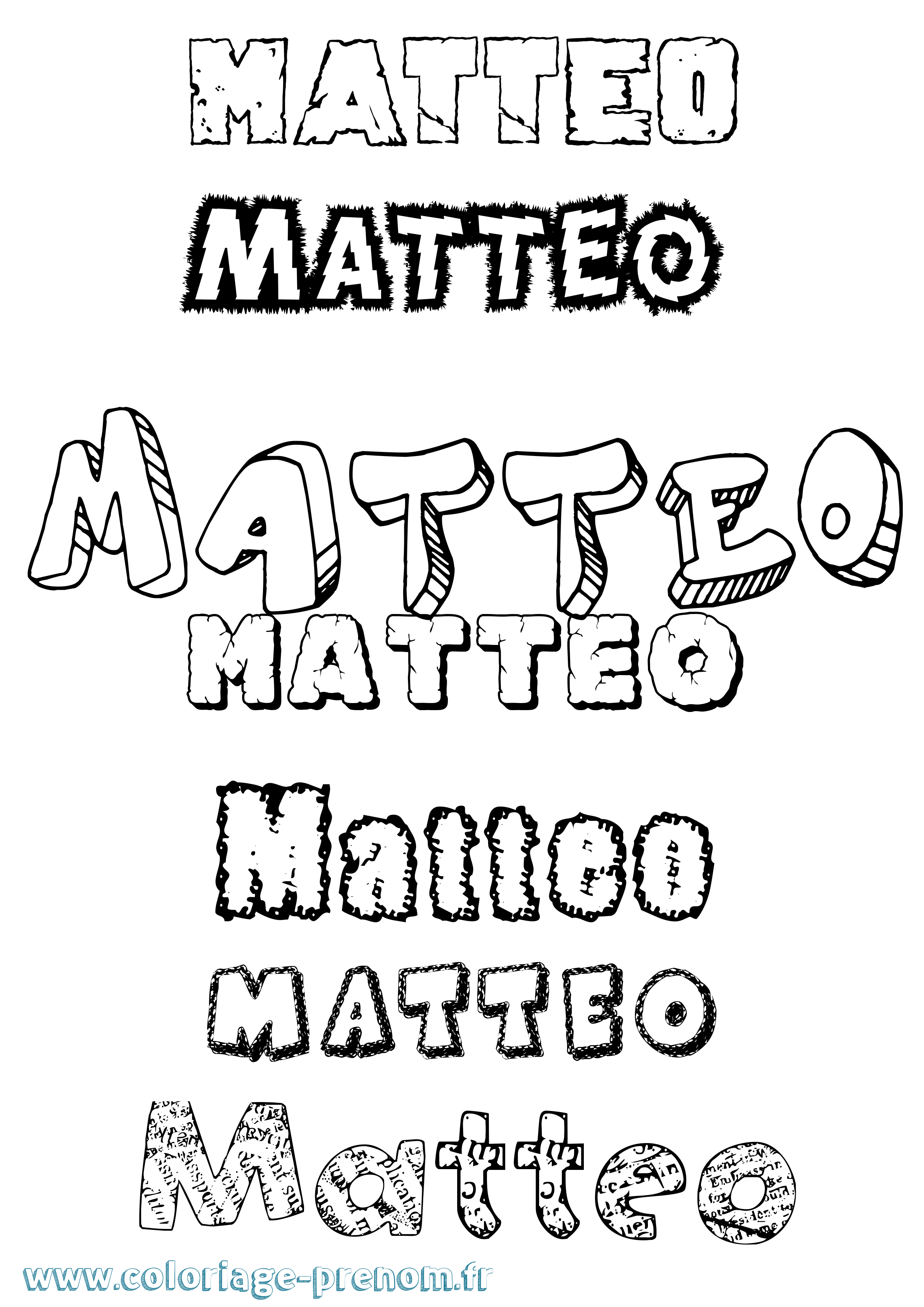 Coloriage prénom Matteo Destructuré
