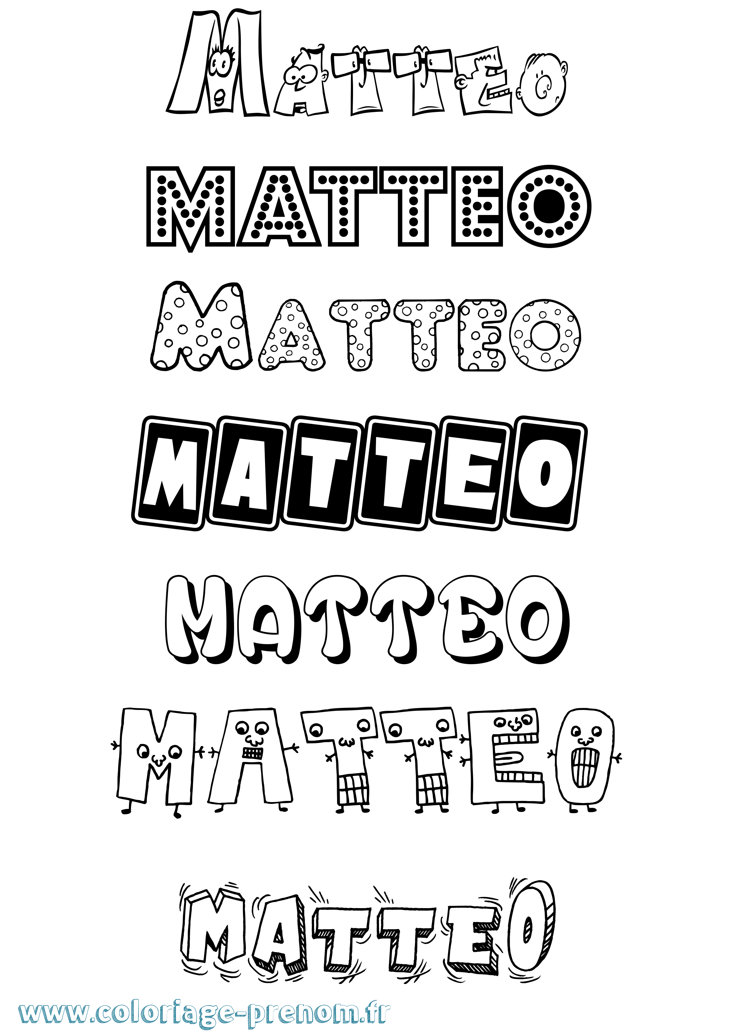 Coloriage prénom Matteo Fun