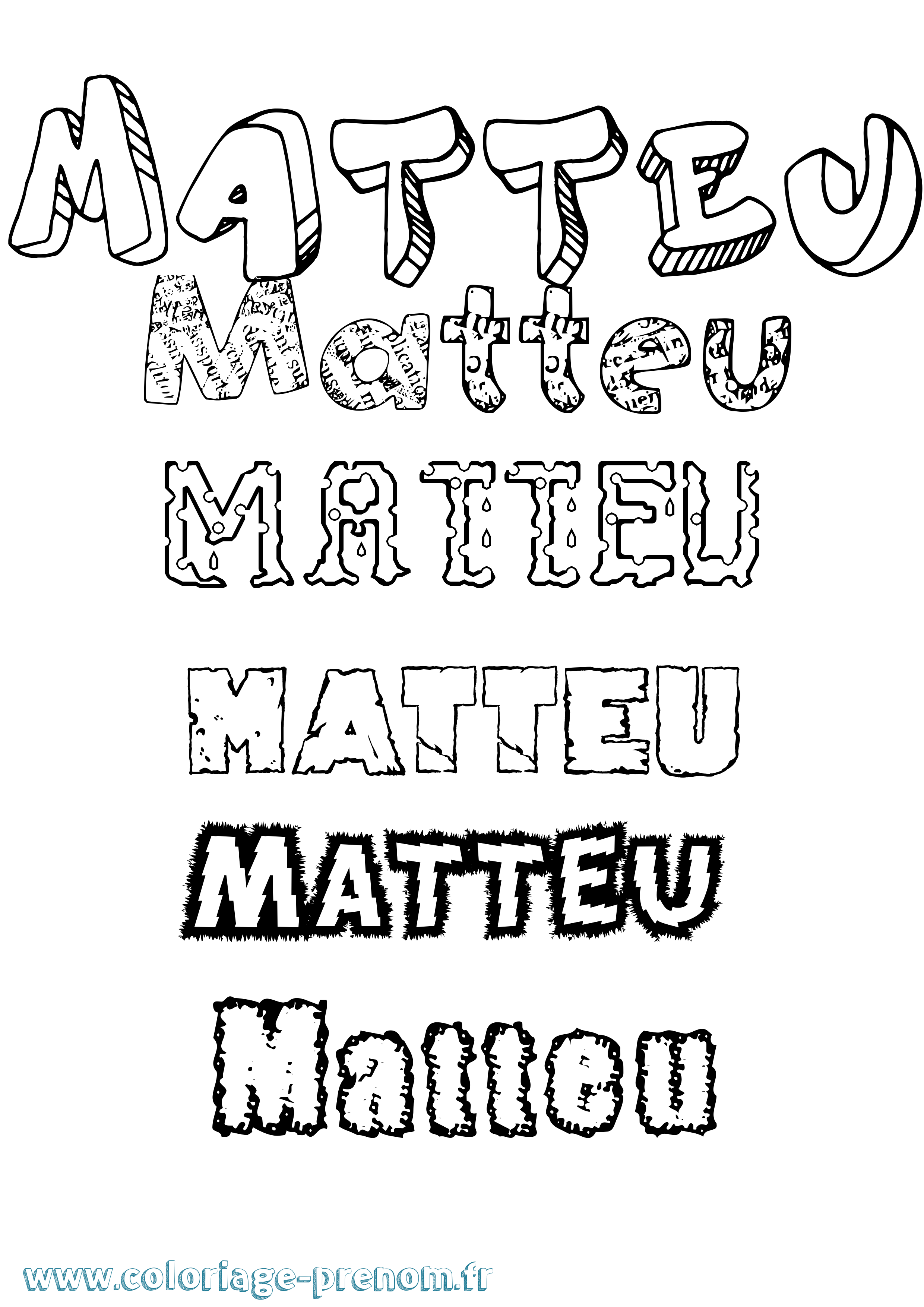 Coloriage prénom Matteu Destructuré