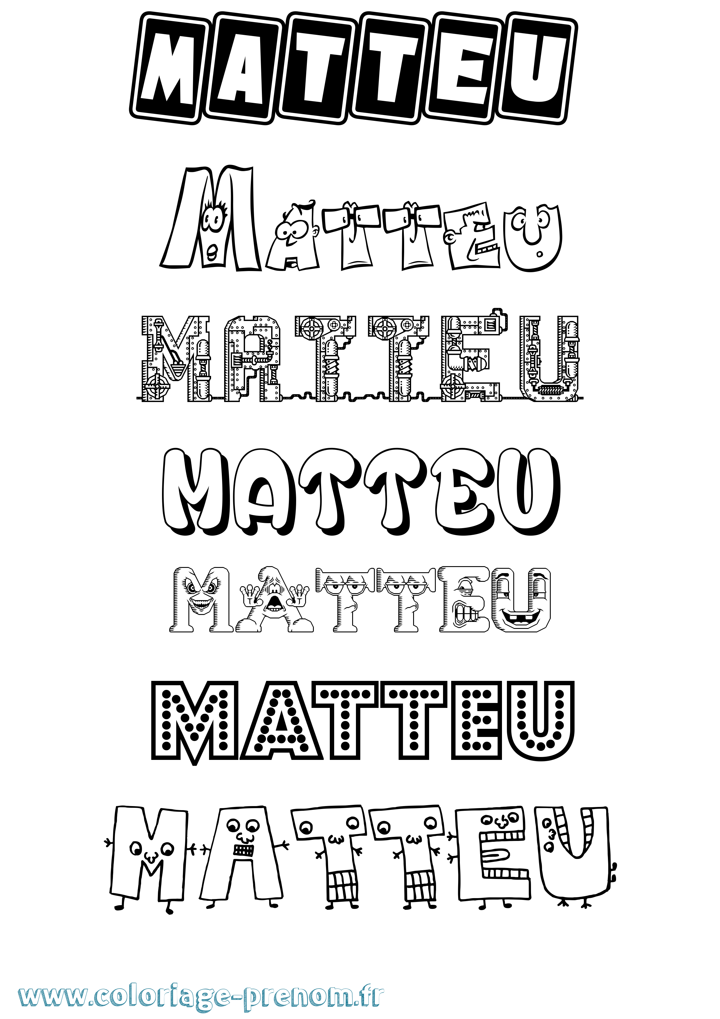 Coloriage prénom Matteu Fun