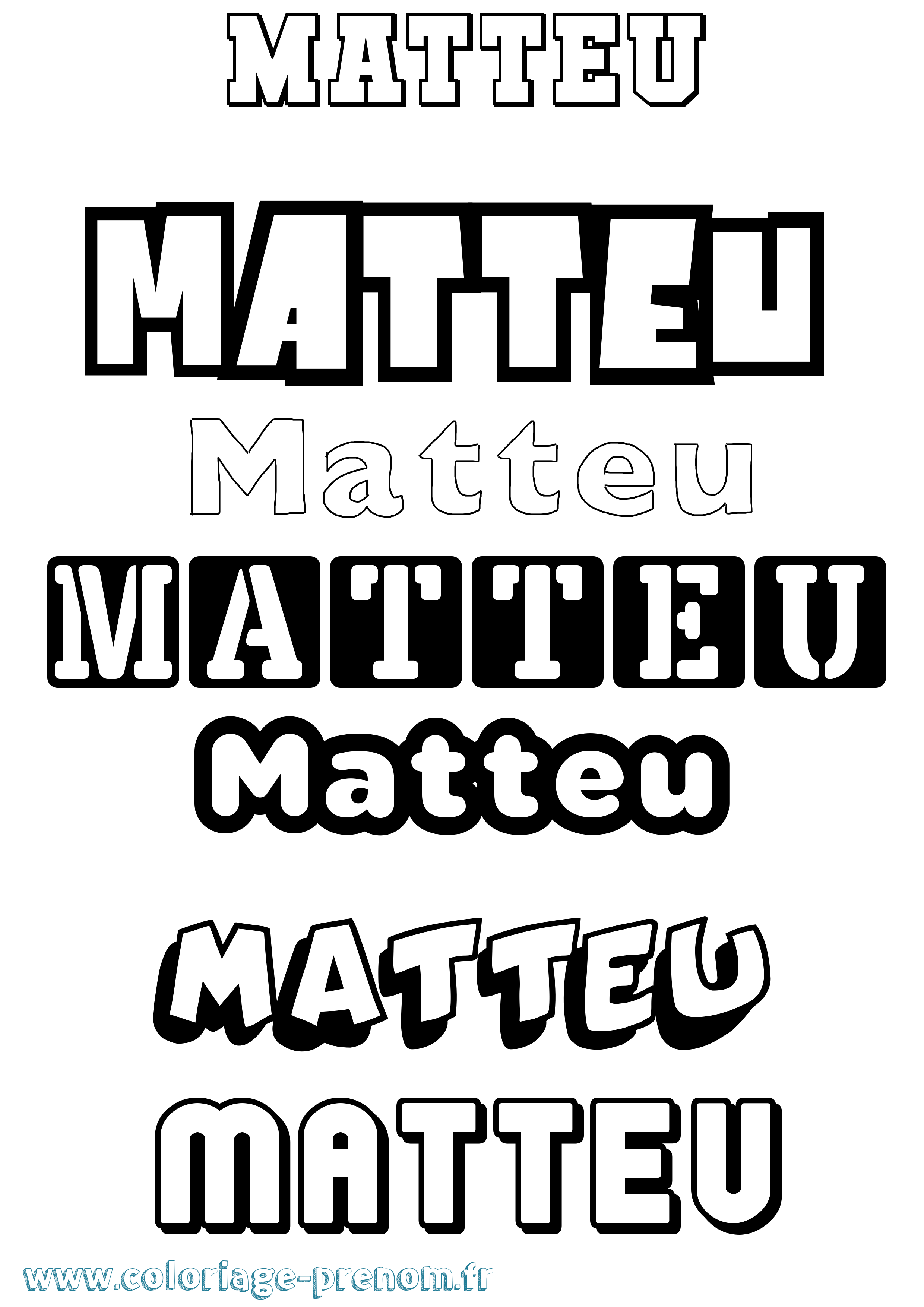 Coloriage prénom Matteu Simple