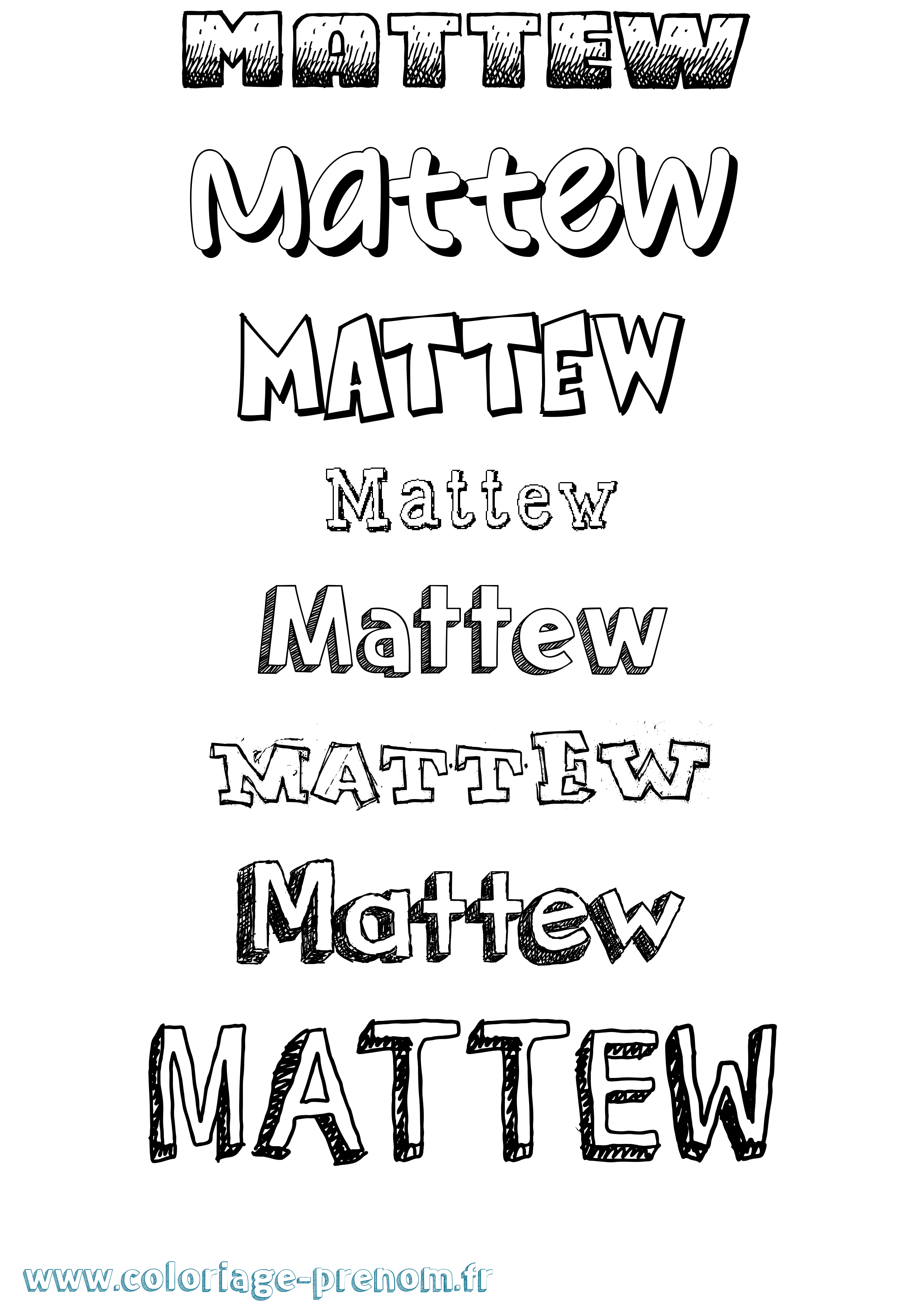 Coloriage prénom Mattew Dessiné