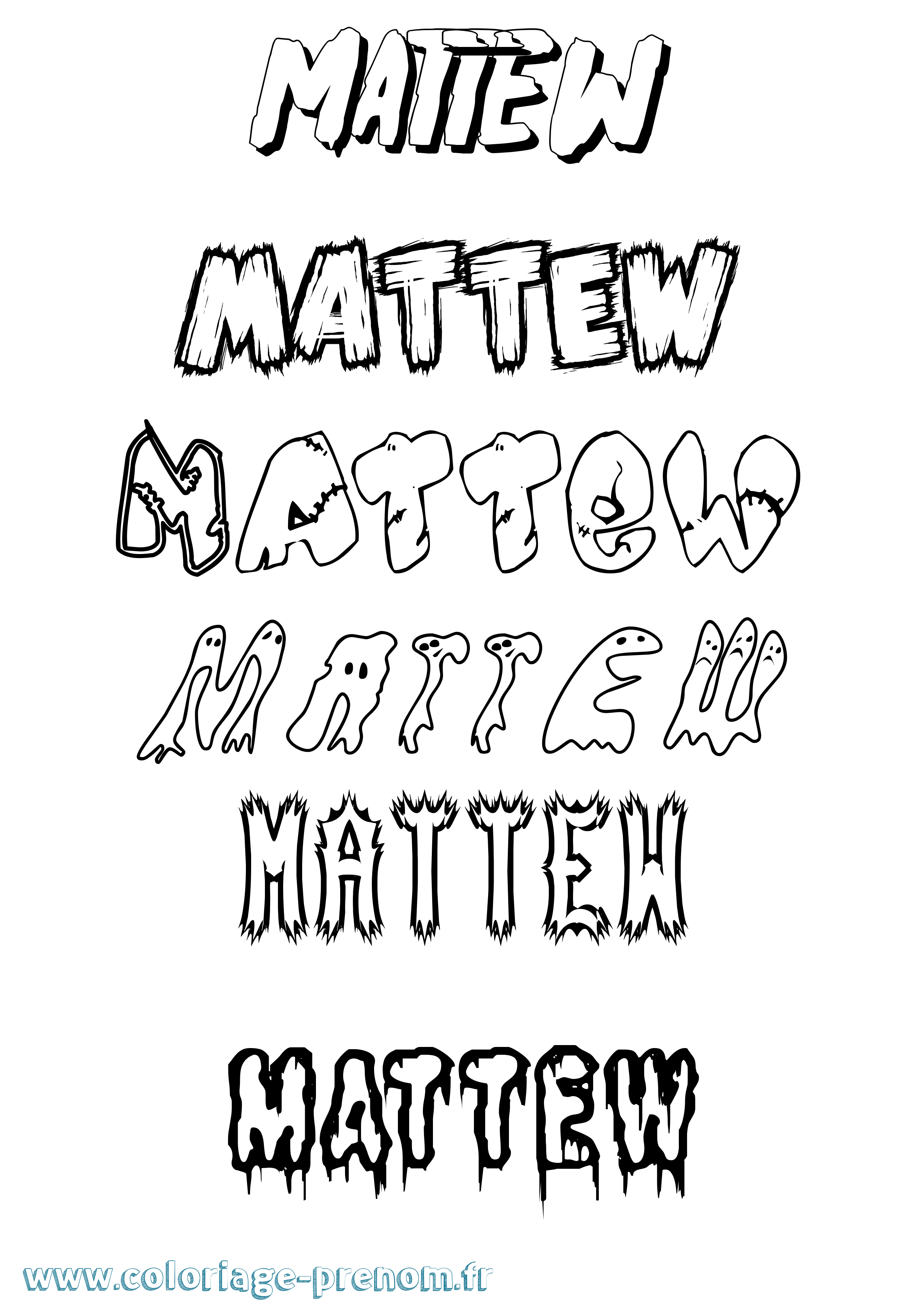 Coloriage prénom Mattew Frisson