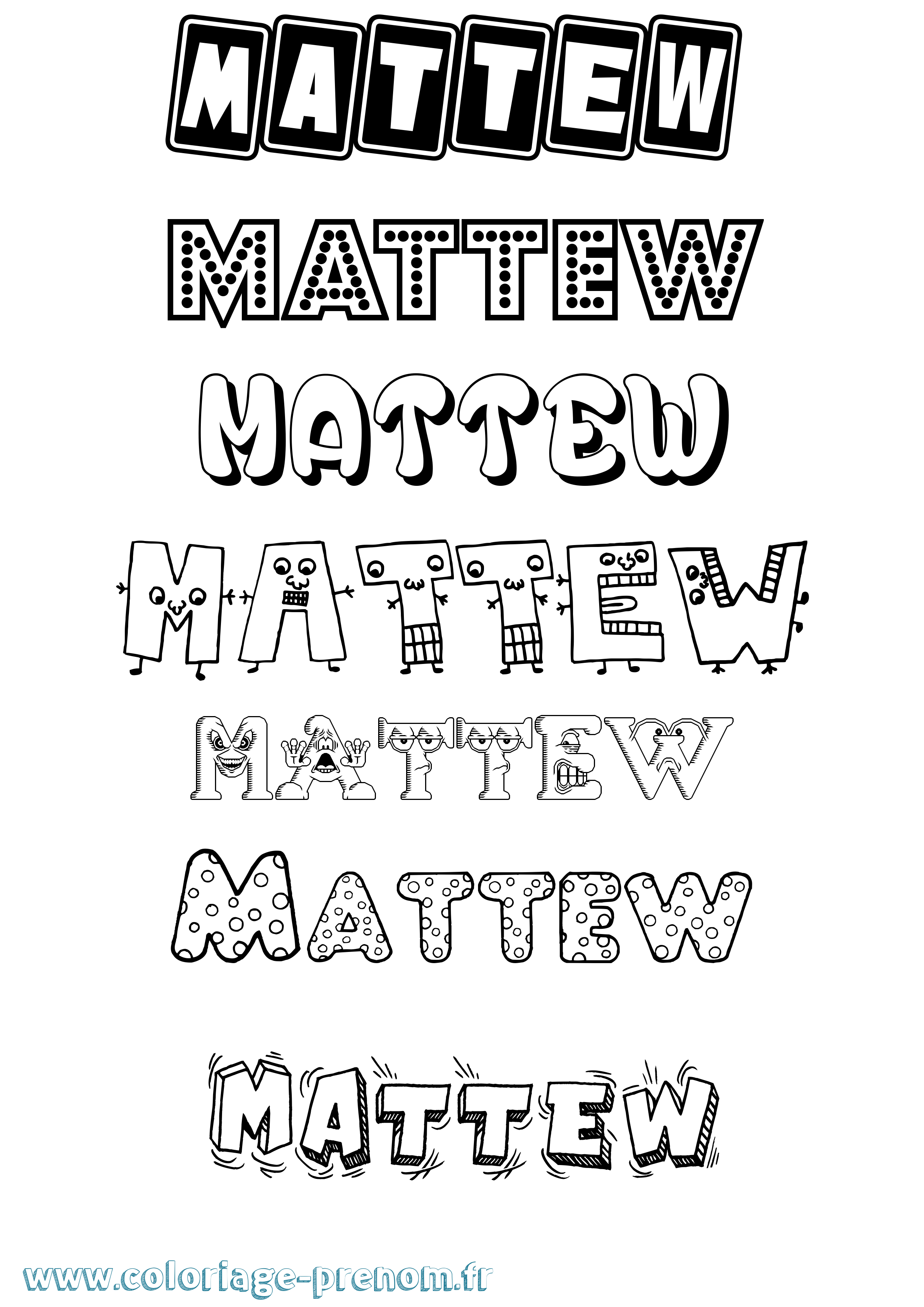Coloriage prénom Mattew Fun