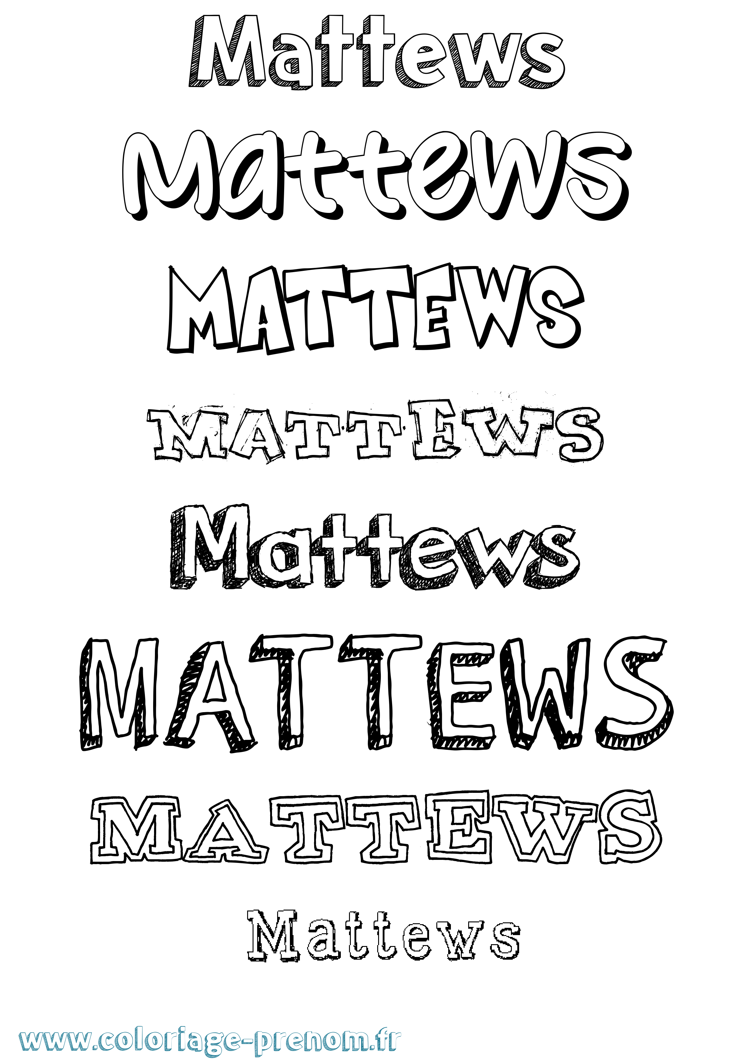 Coloriage prénom Mattews Dessiné