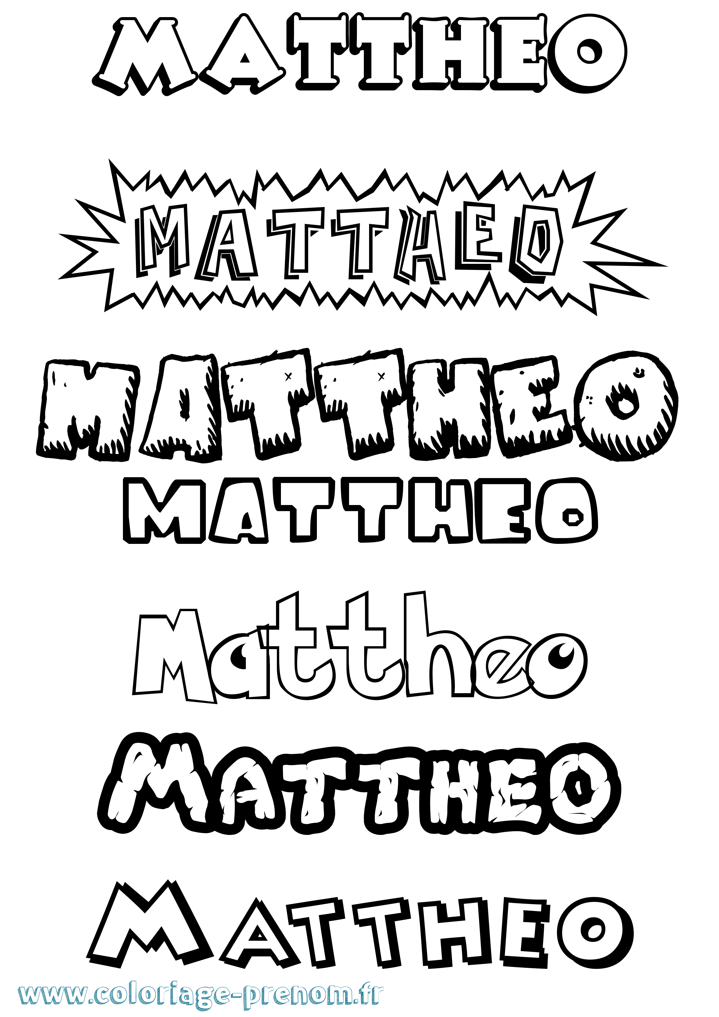 Coloriage prénom Mattheo Dessin Animé