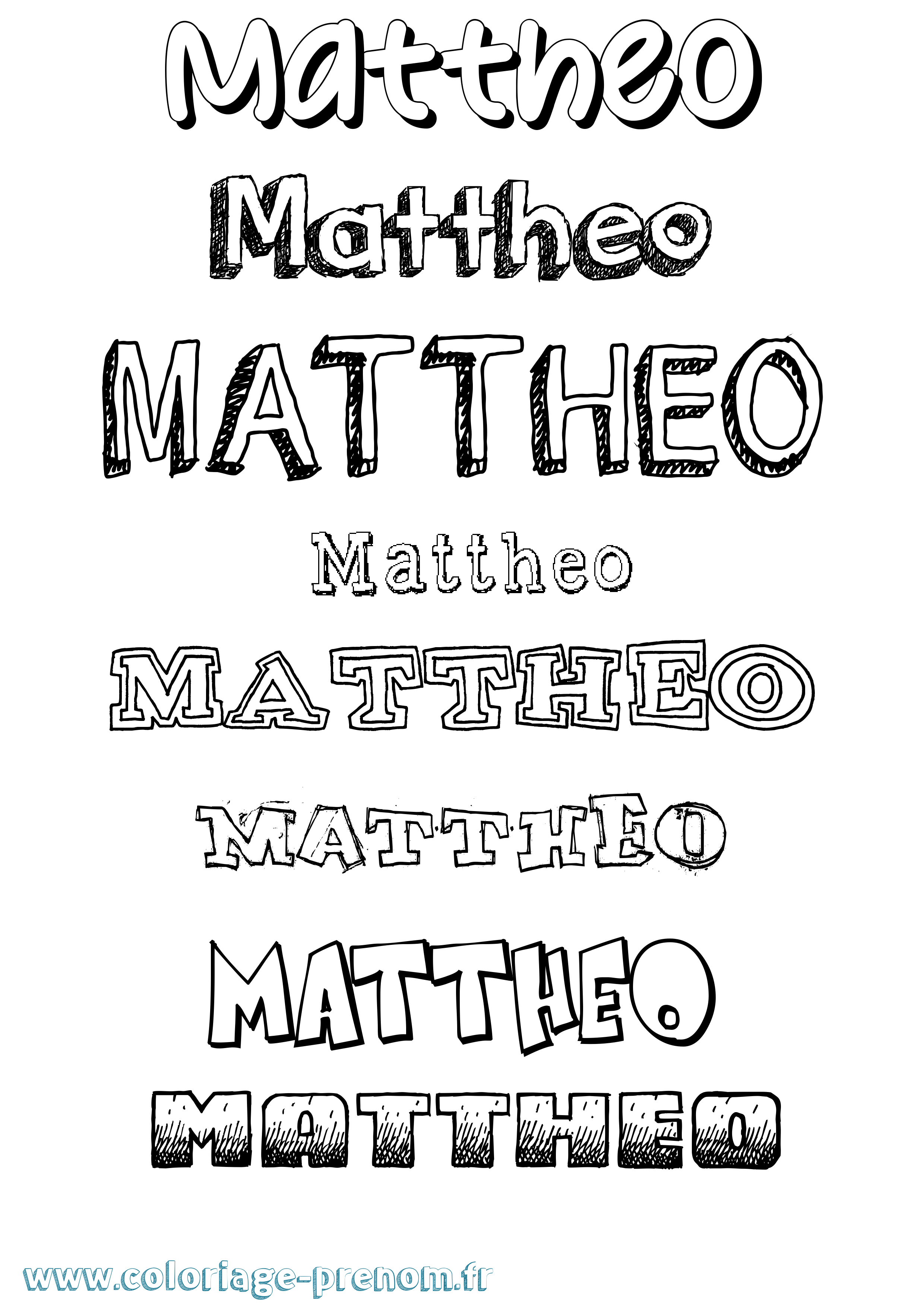 Coloriage prénom Mattheo Dessiné