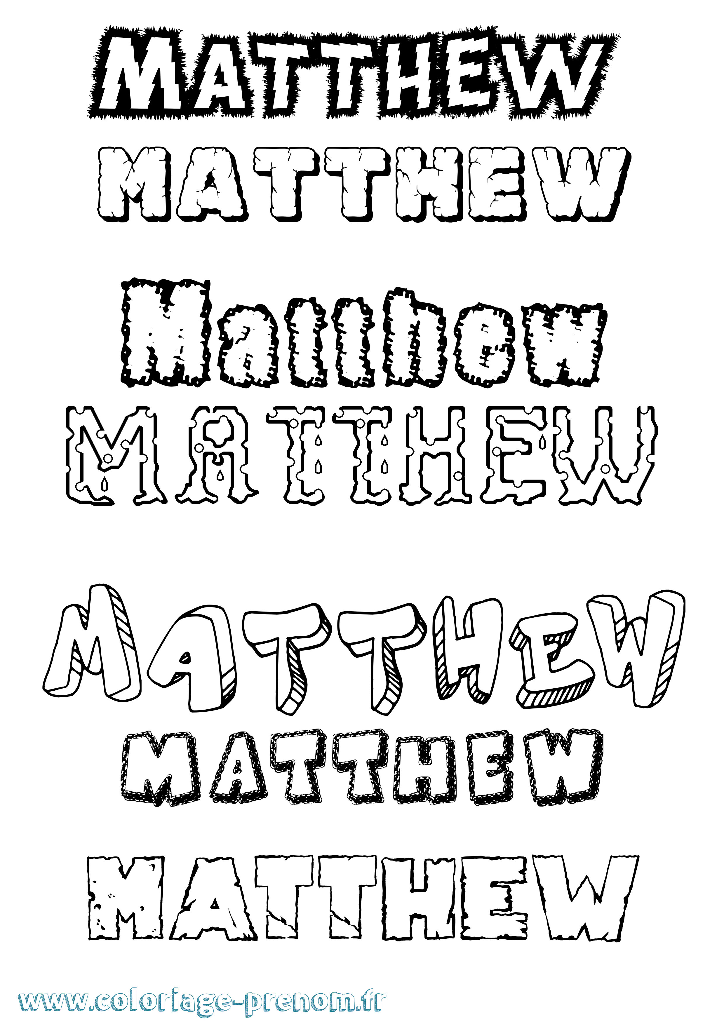 Coloriage prénom Matthew
