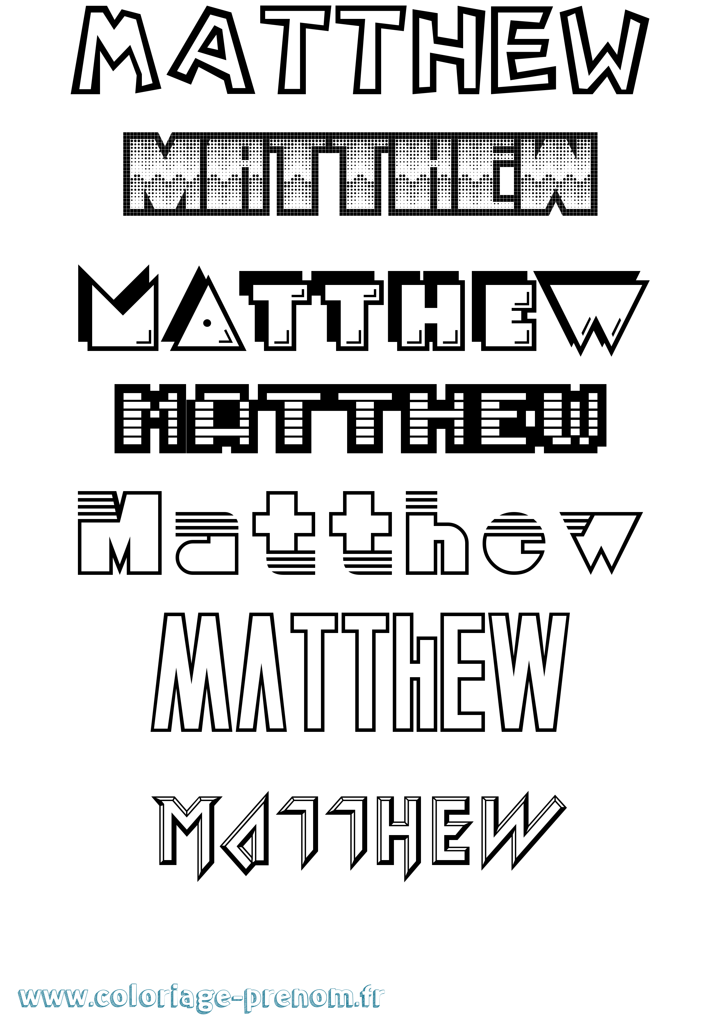 Coloriage prénom Matthew