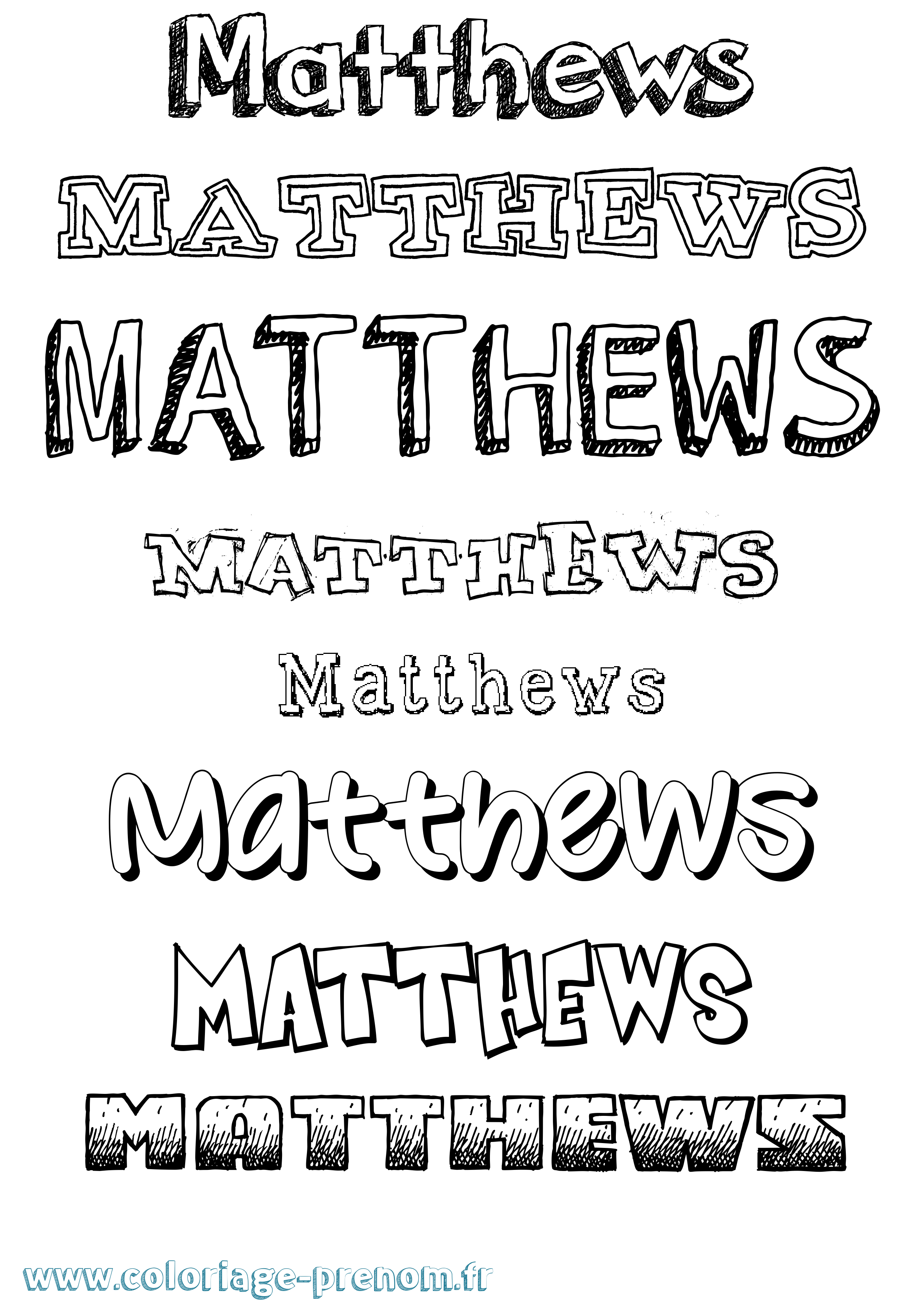 Coloriage prénom Matthews Dessiné