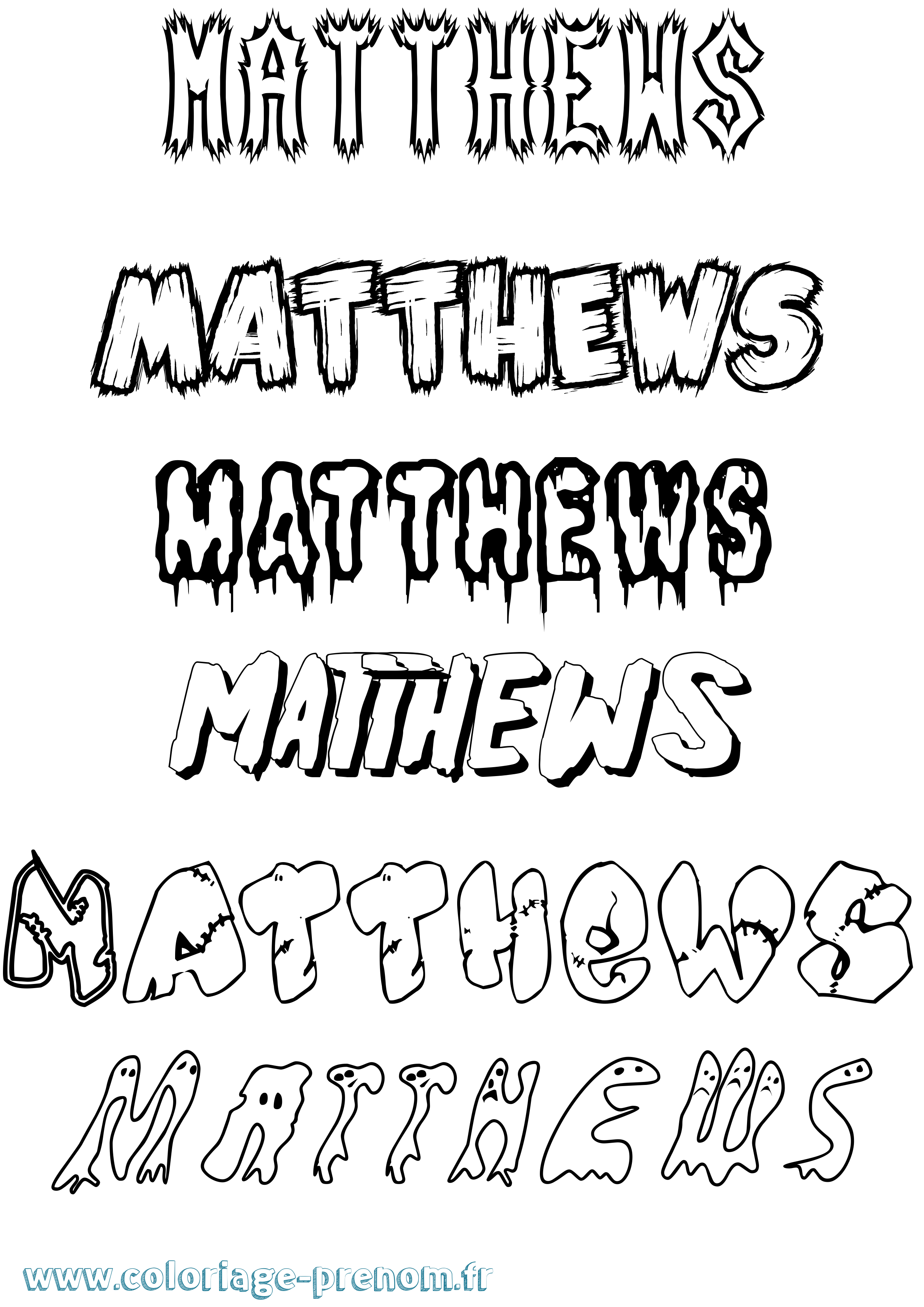 Coloriage prénom Matthews Frisson