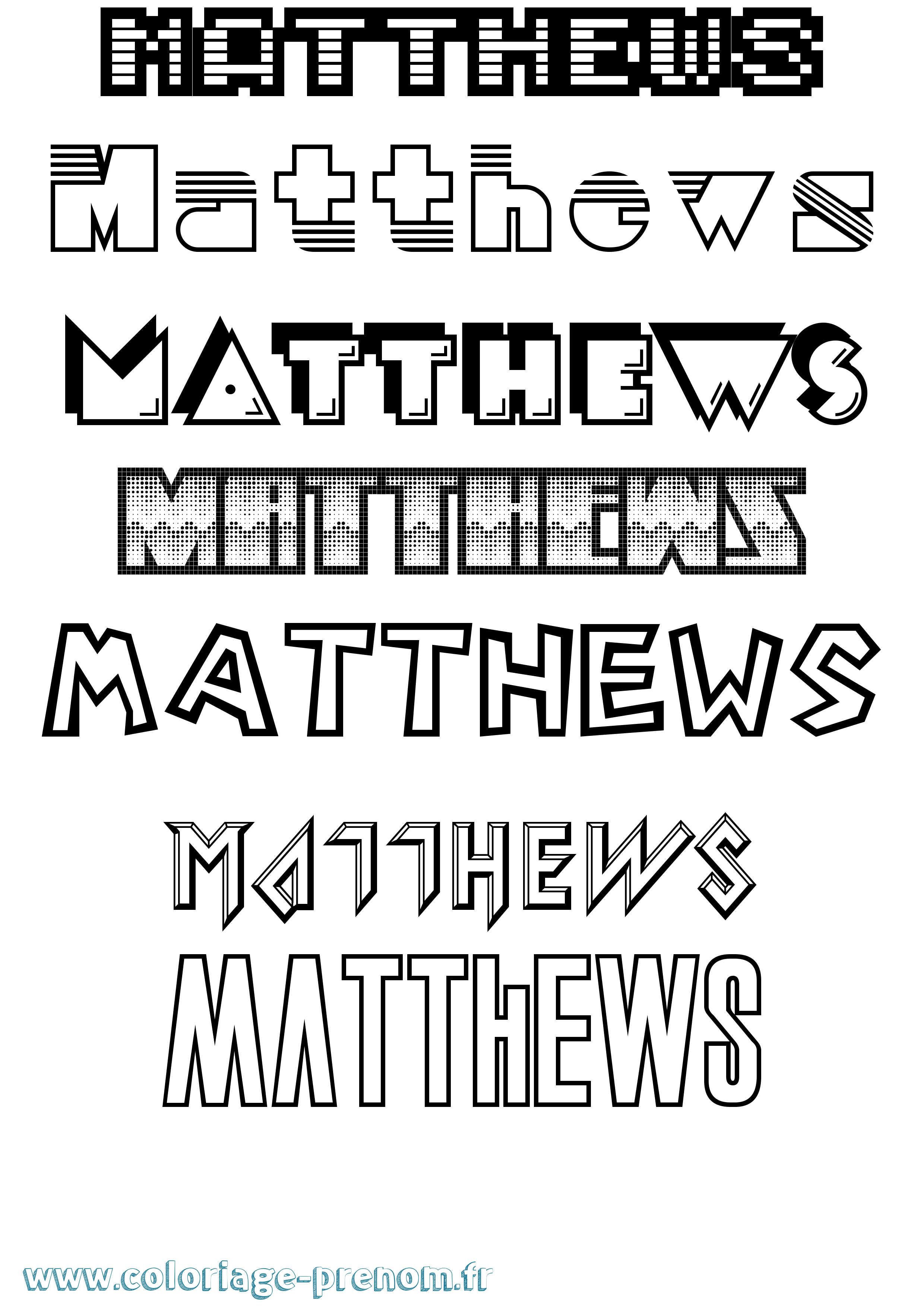 Coloriage prénom Matthews Jeux Vidéos