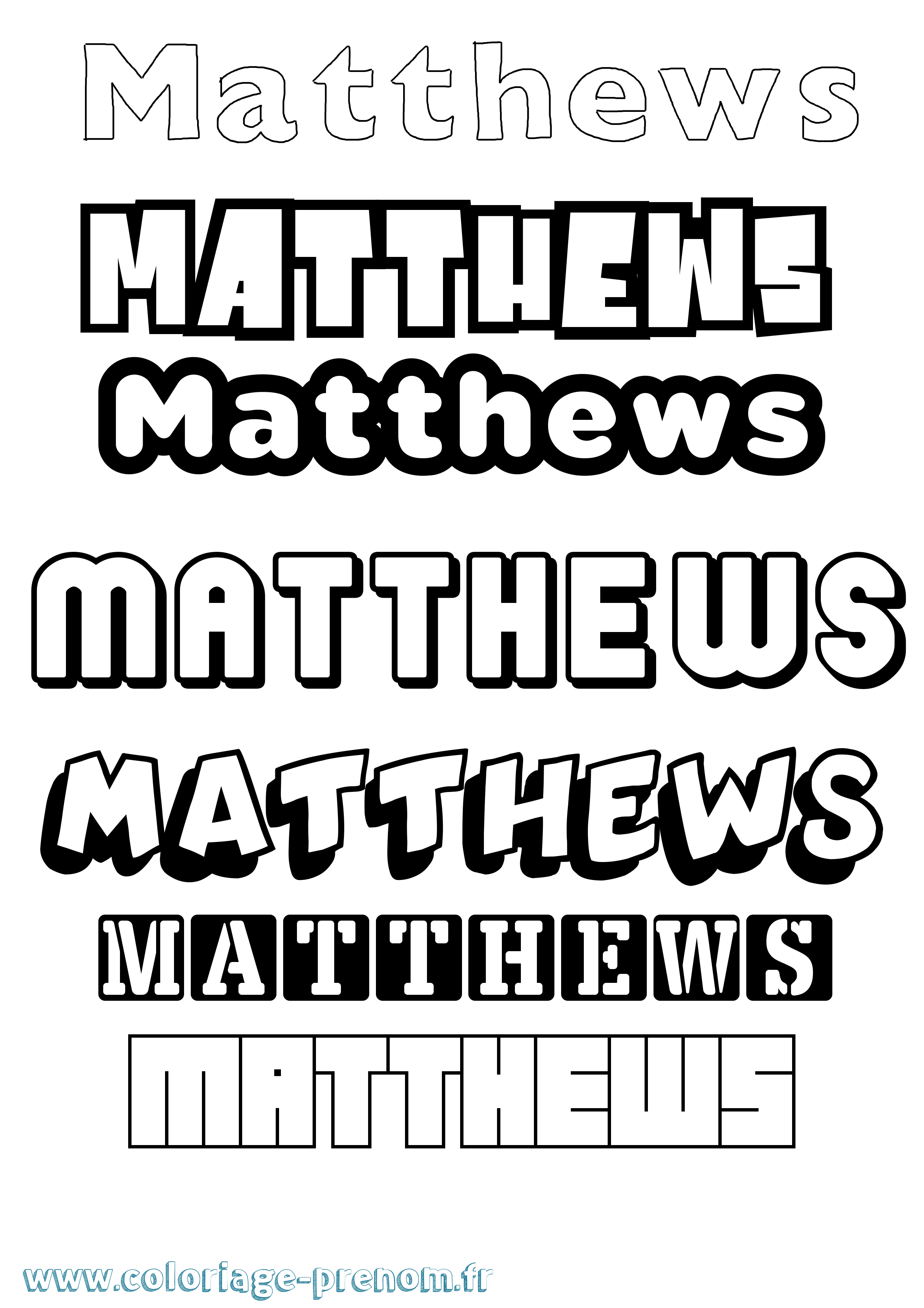 Coloriage prénom Matthews Simple