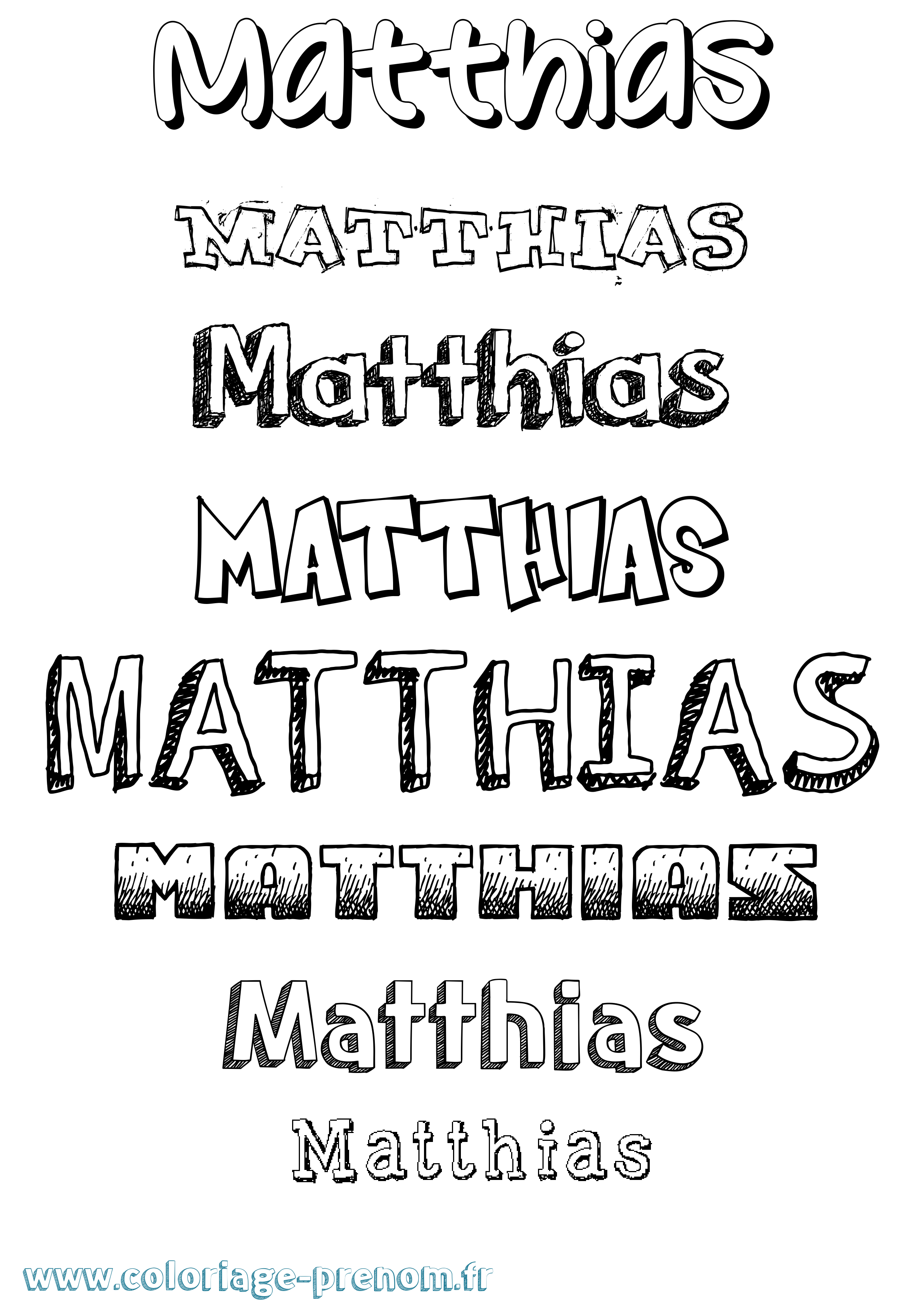 Coloriage prénom Matthias Dessiné