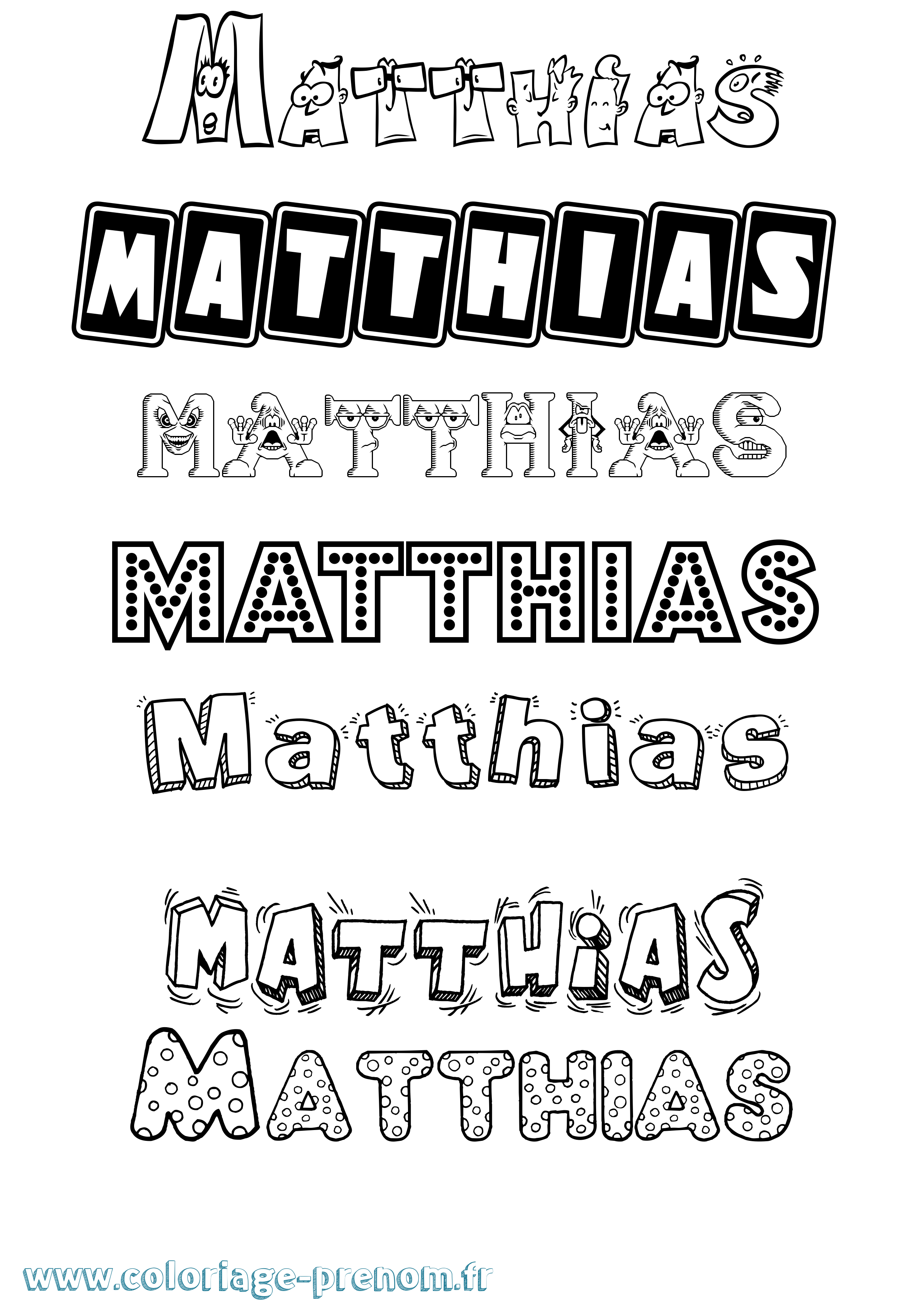 Coloriage prénom Matthias Fun
