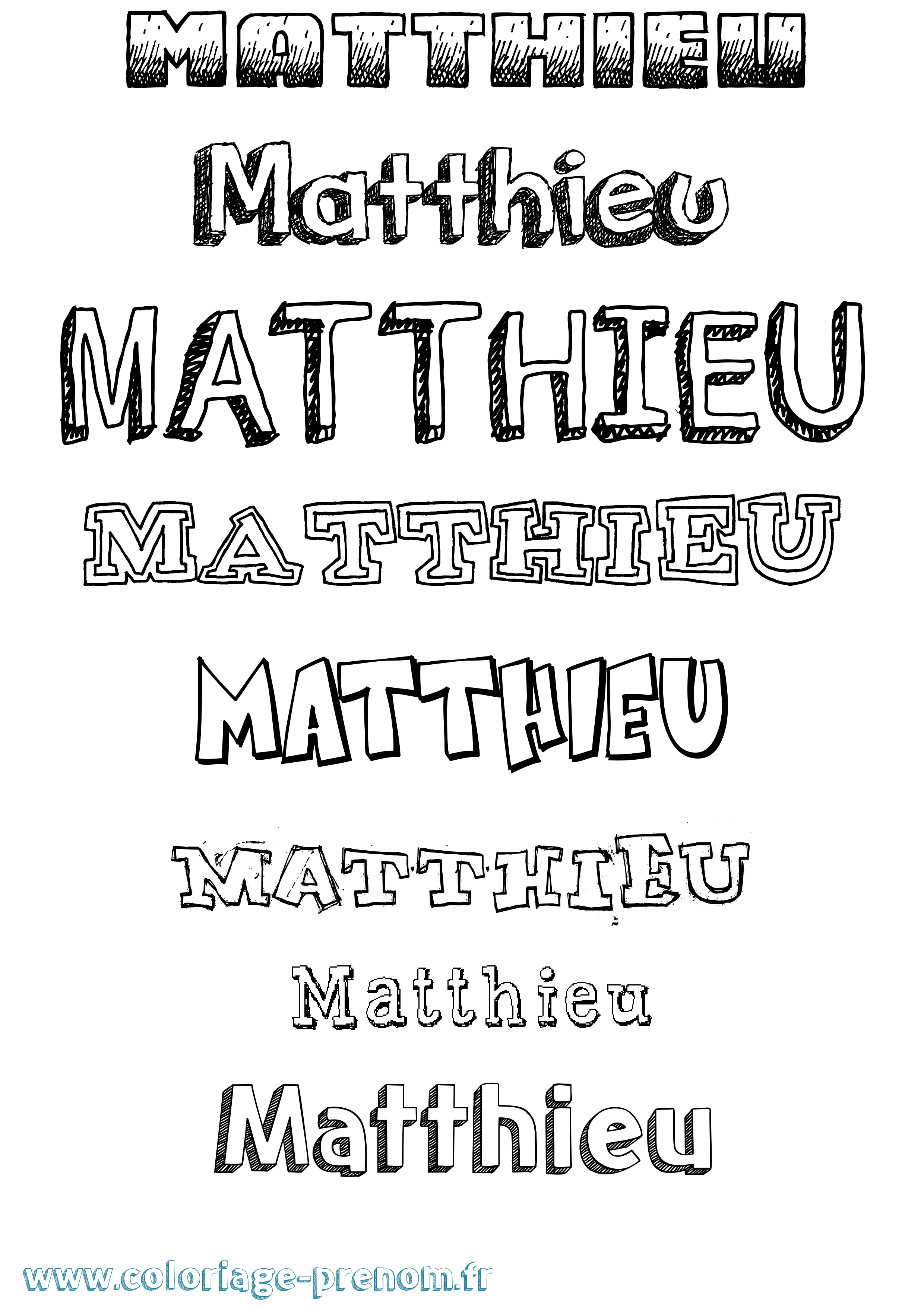 Coloriage prénom Matthieu Dessiné