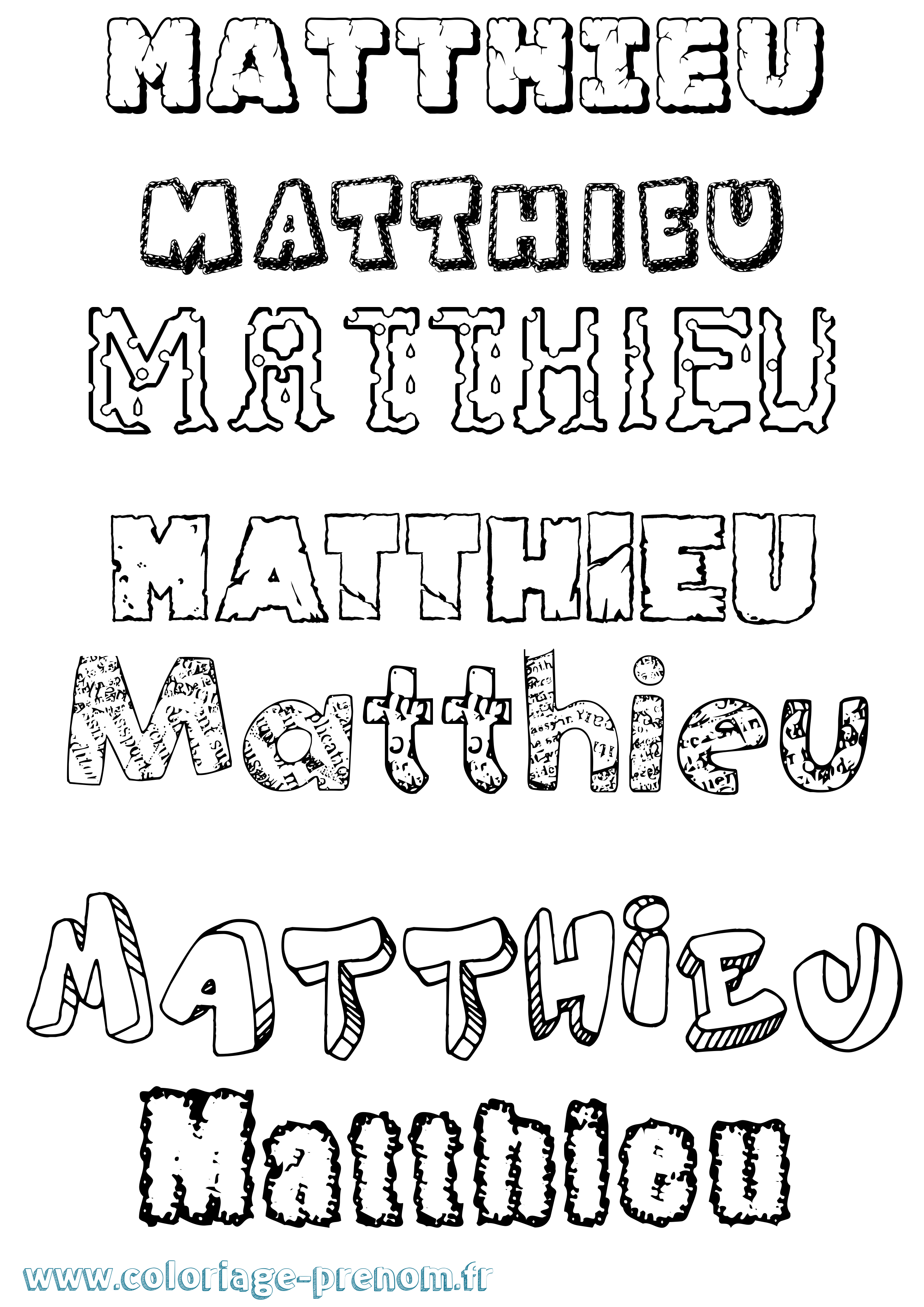 Coloriage prénom Matthieu Destructuré
