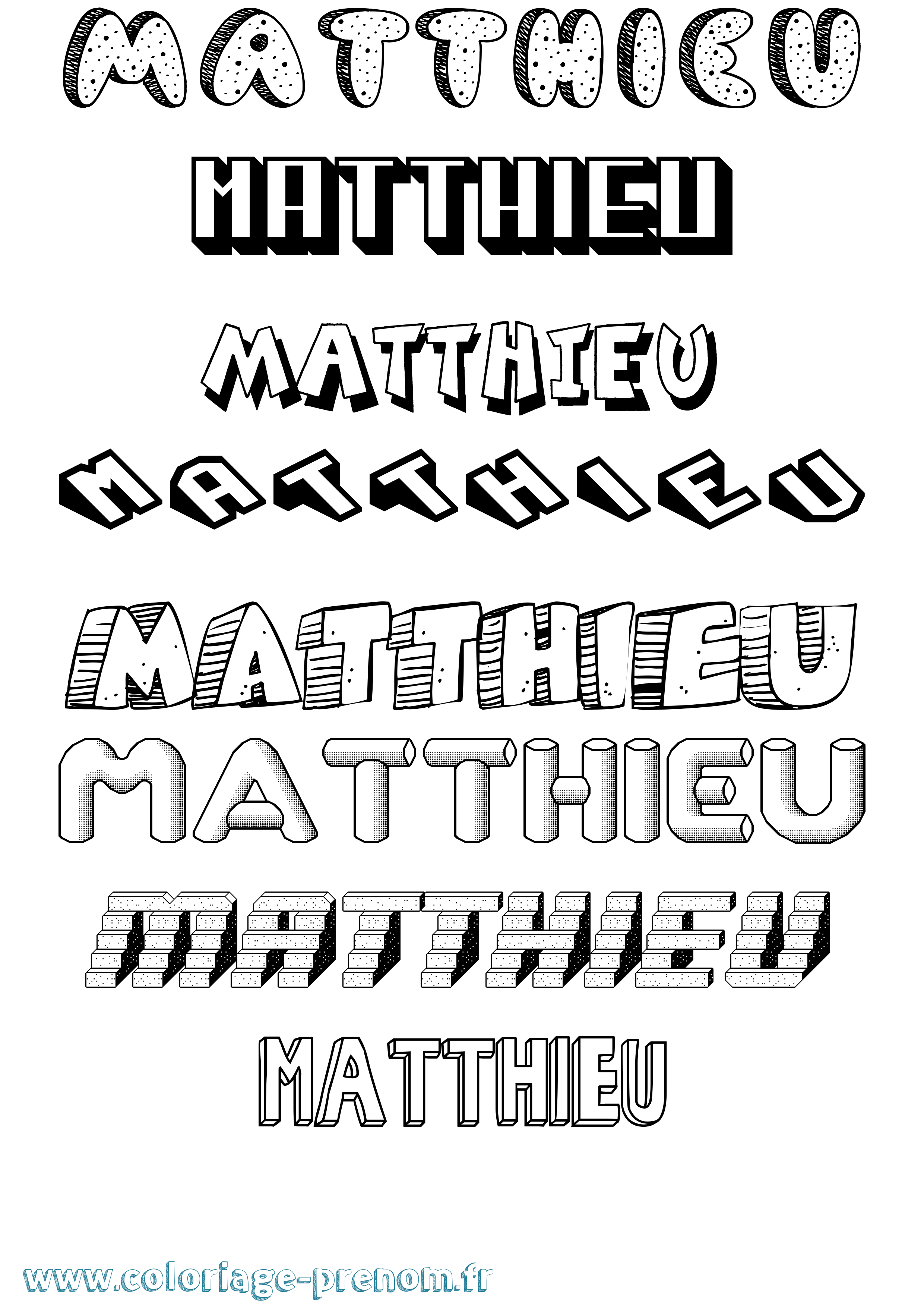 Coloriage prénom Matthieu Effet 3D
