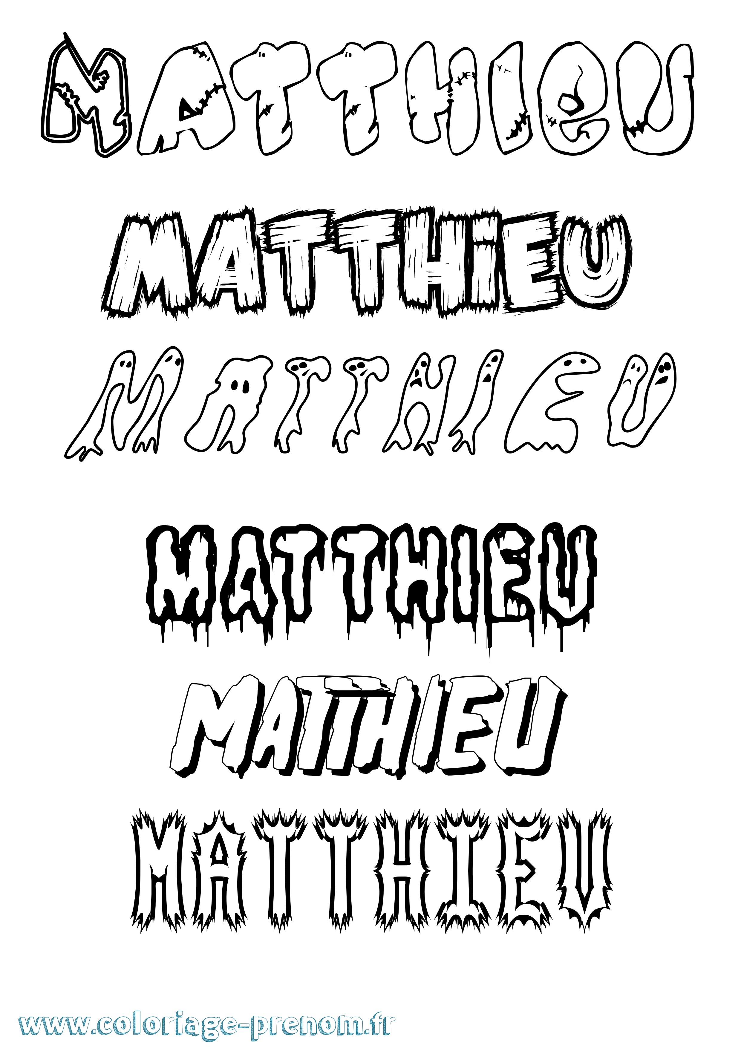 Coloriage prénom Matthieu Frisson