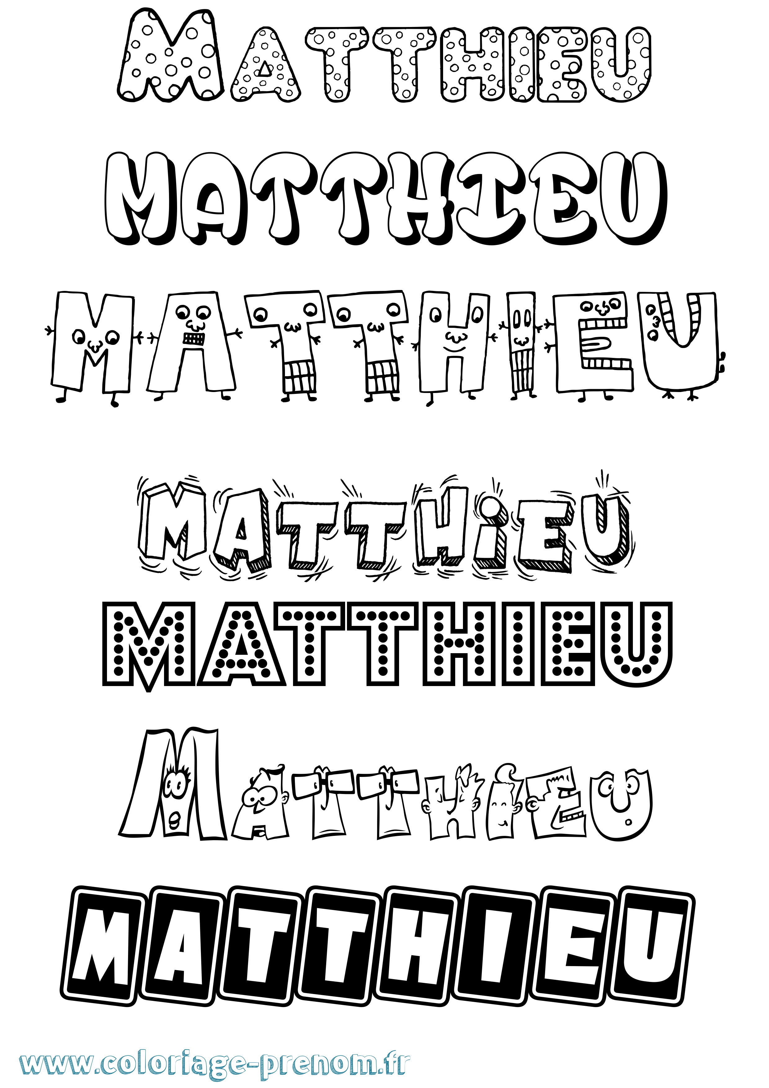 Coloriage prénom Matthieu Fun
