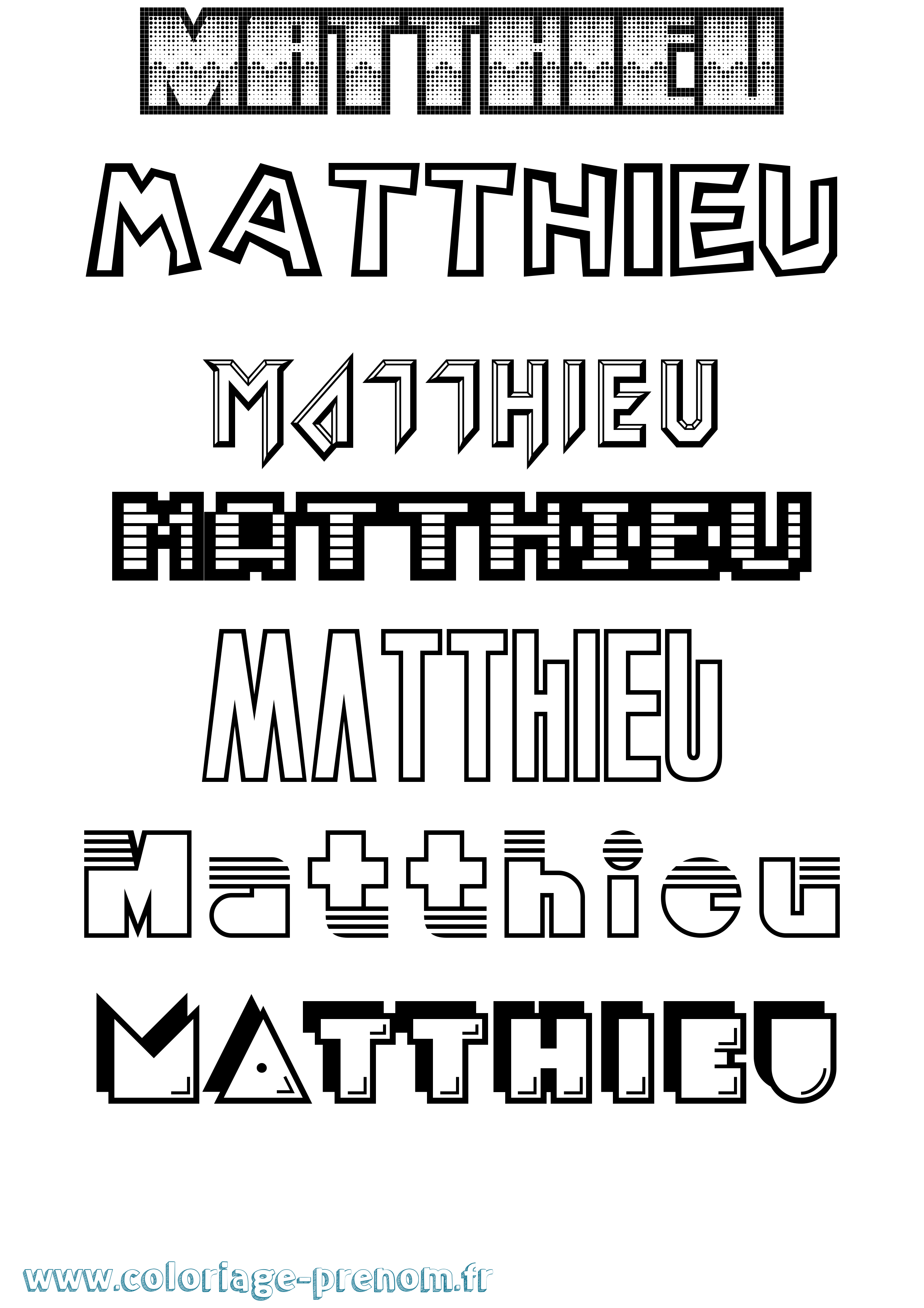 Coloriage prénom Matthieu Jeux Vidéos