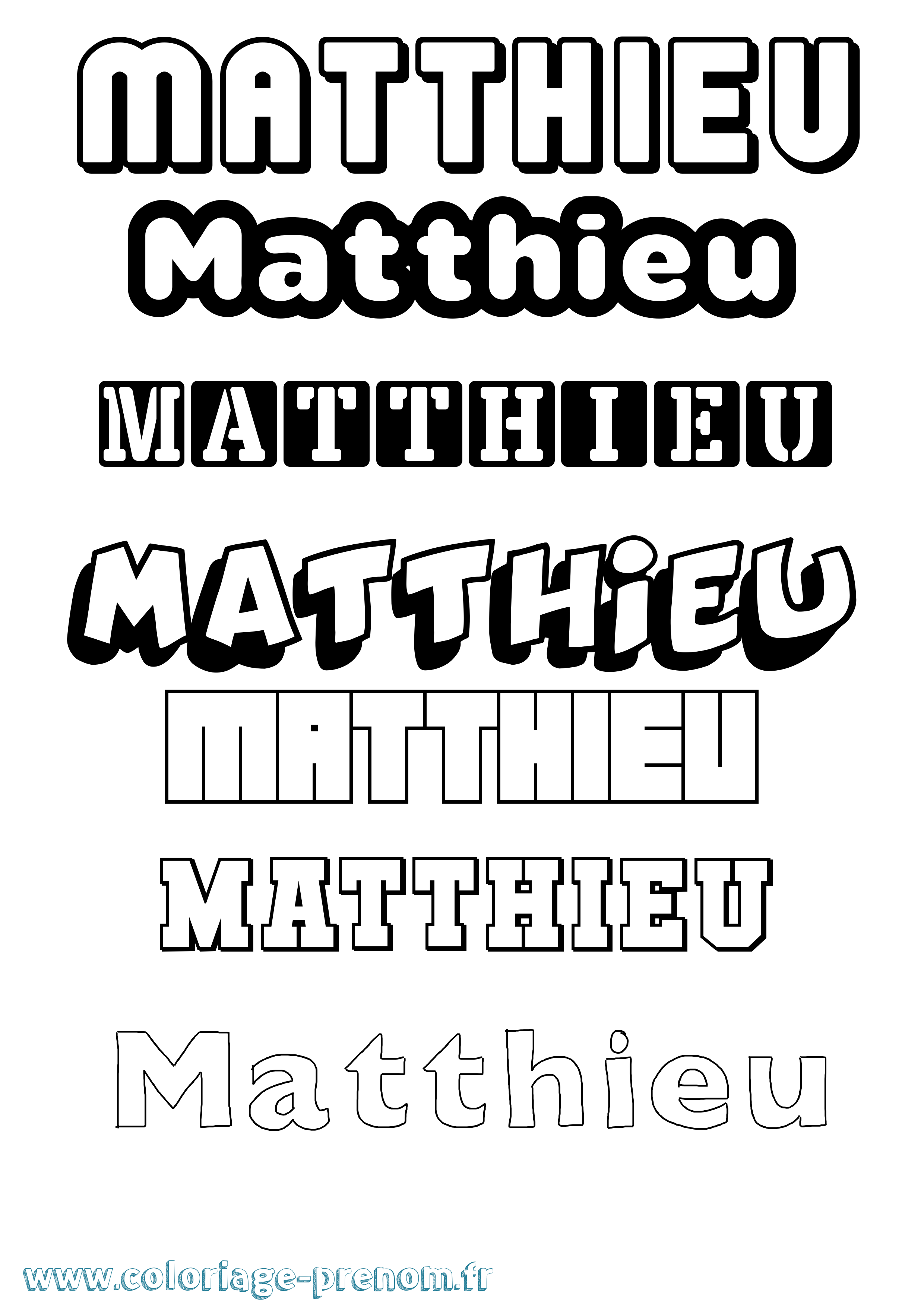 Coloriage prénom Matthieu Simple