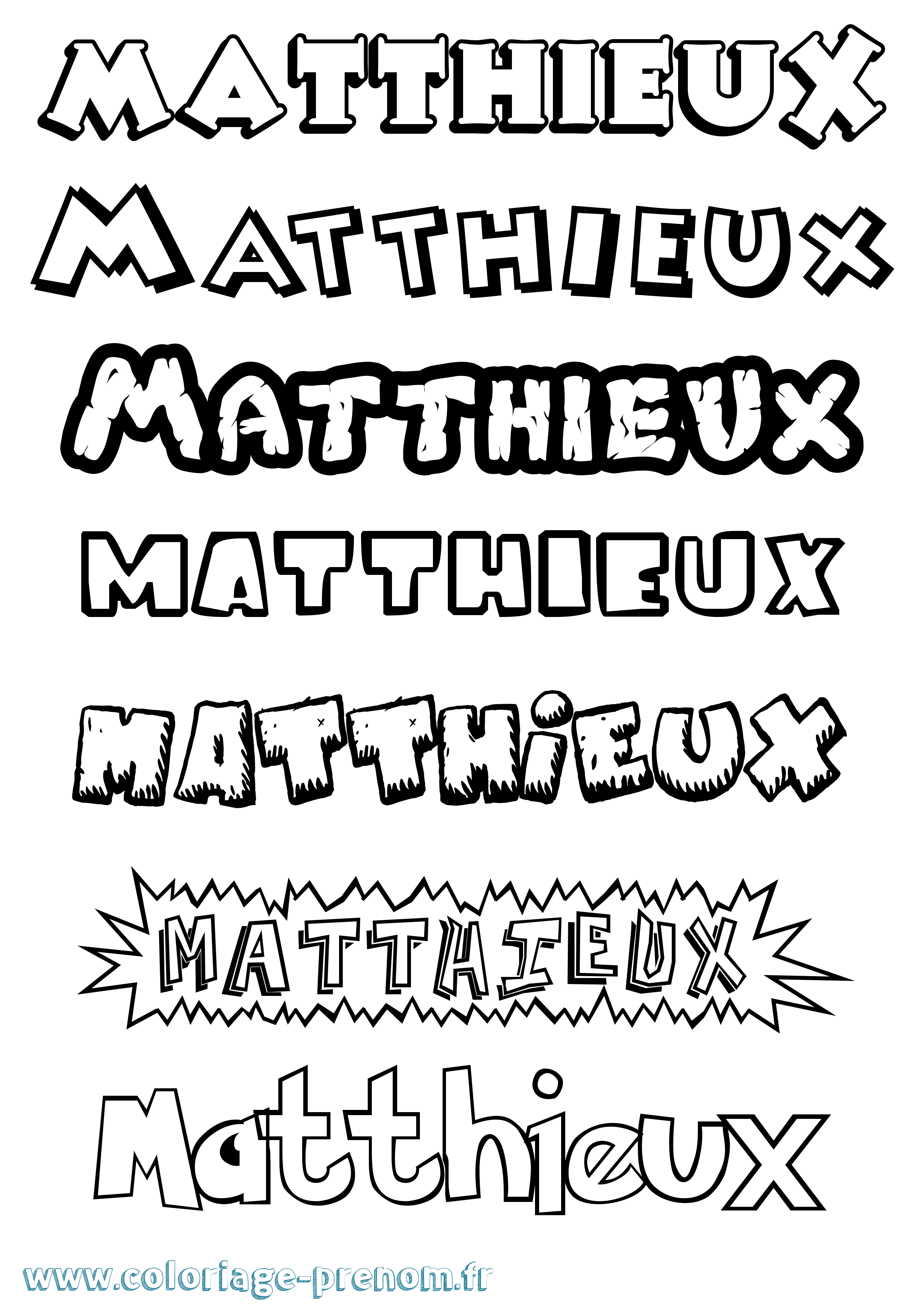 Coloriage prénom Matthieux Dessin Animé
