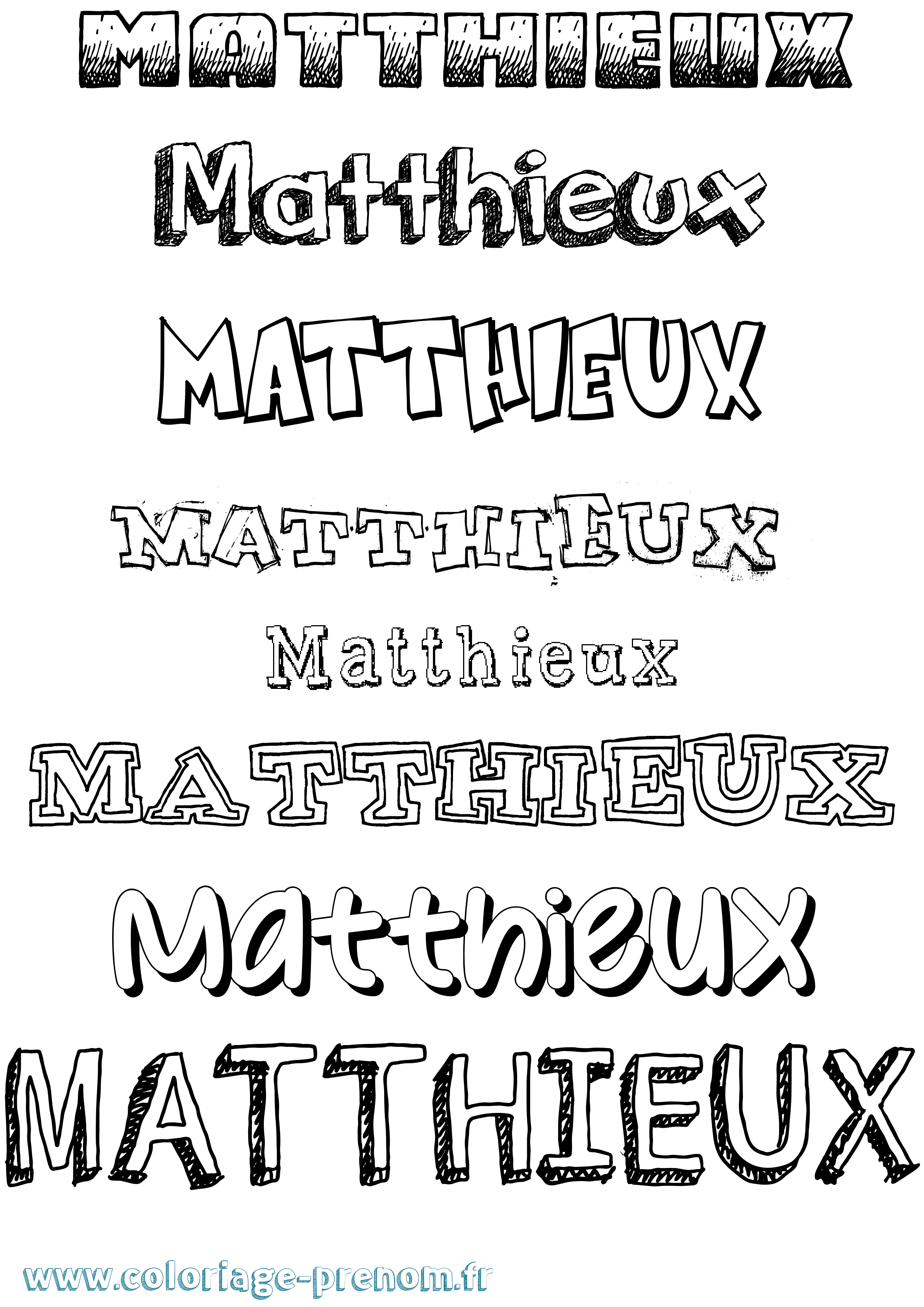 Coloriage prénom Matthieux Dessiné