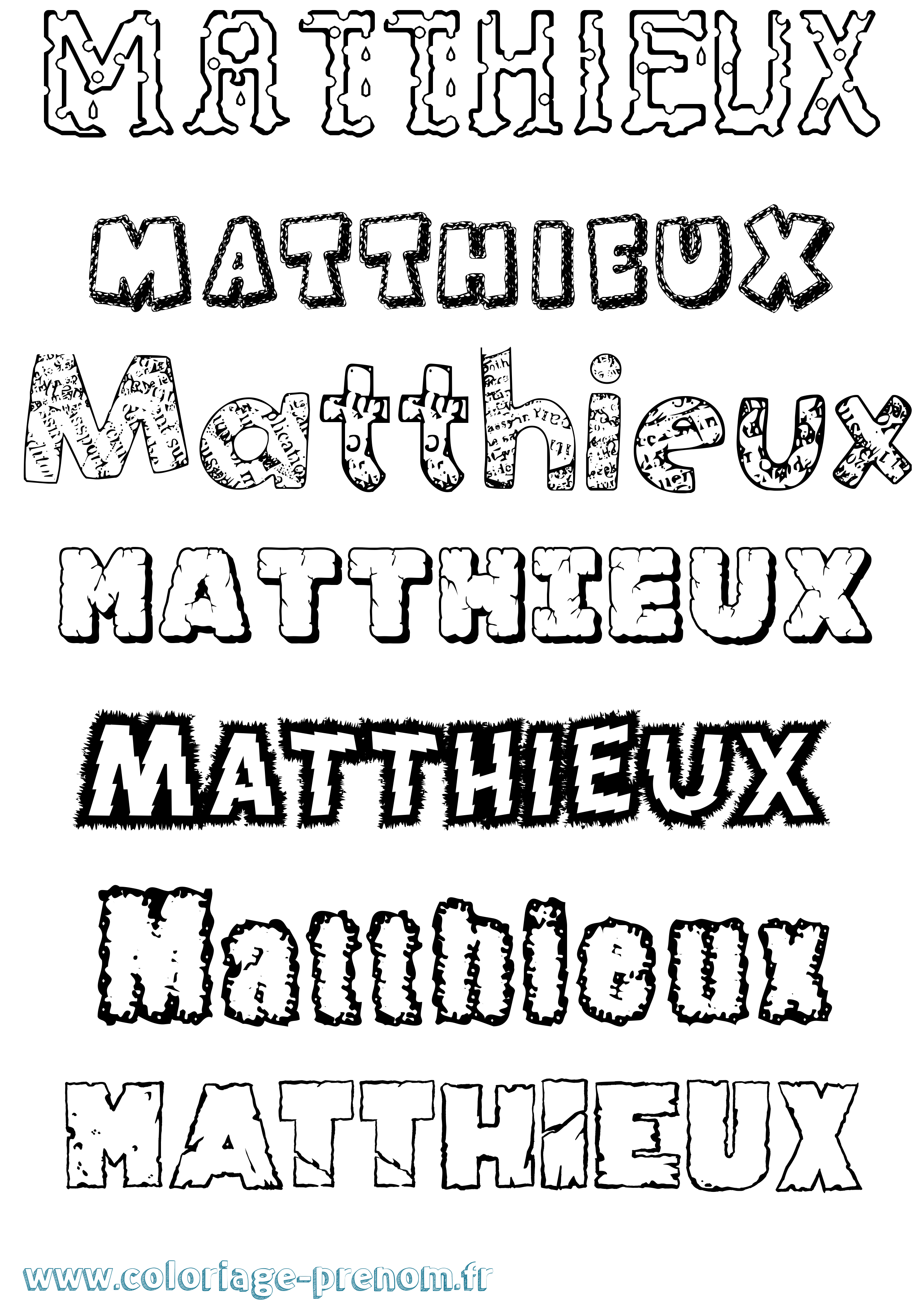 Coloriage prénom Matthieux Destructuré