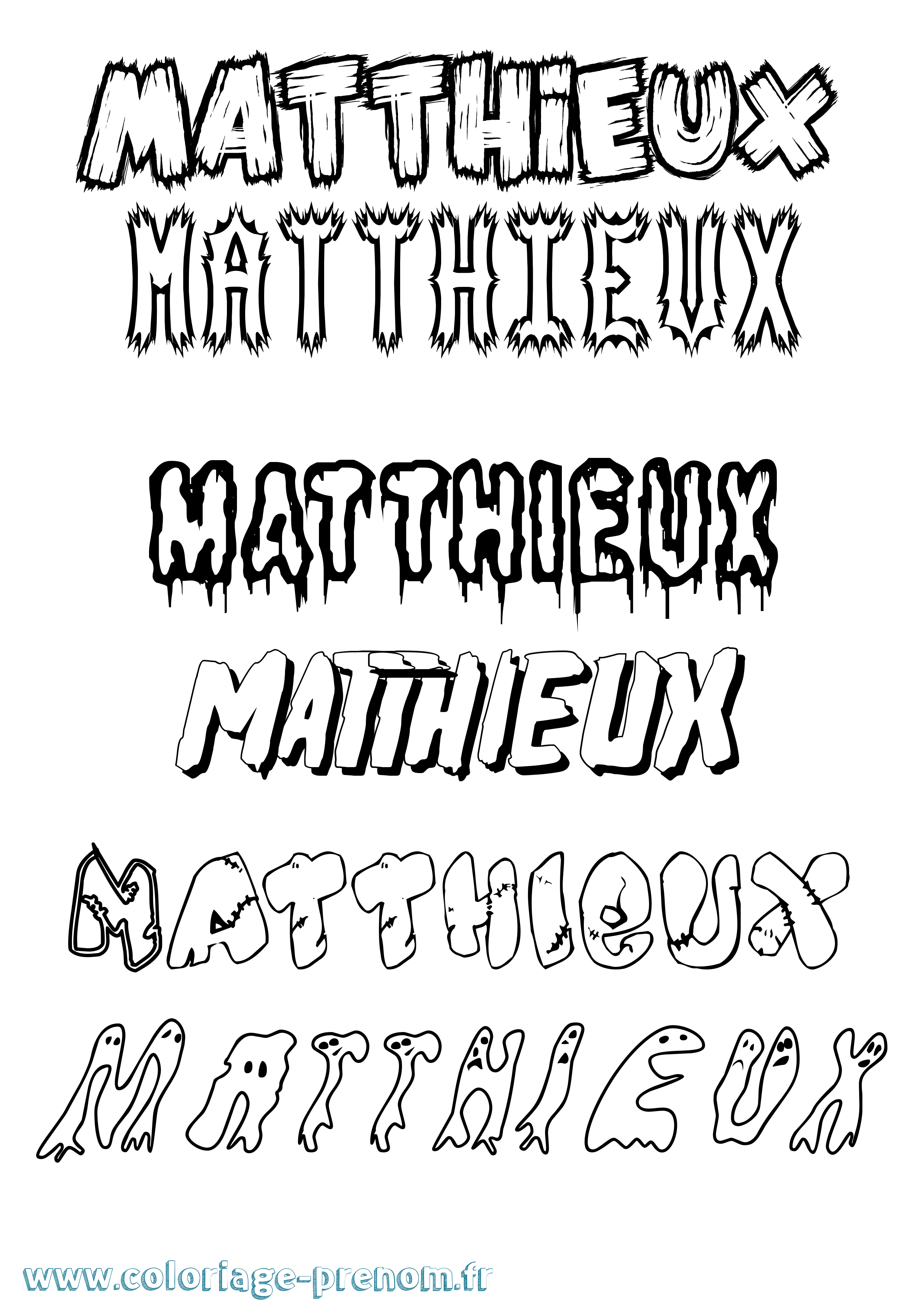 Coloriage prénom Matthieux Frisson