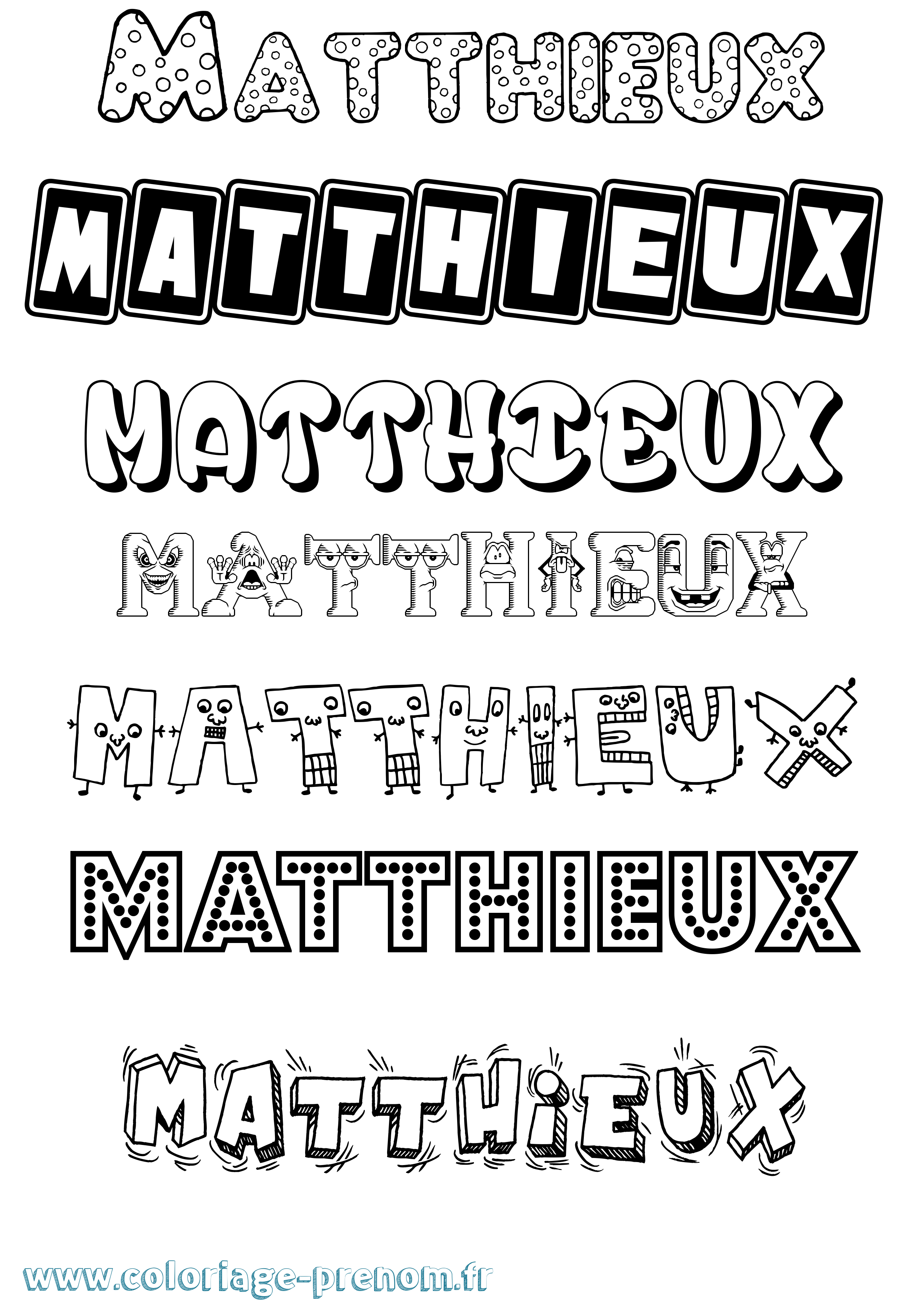 Coloriage prénom Matthieux Fun