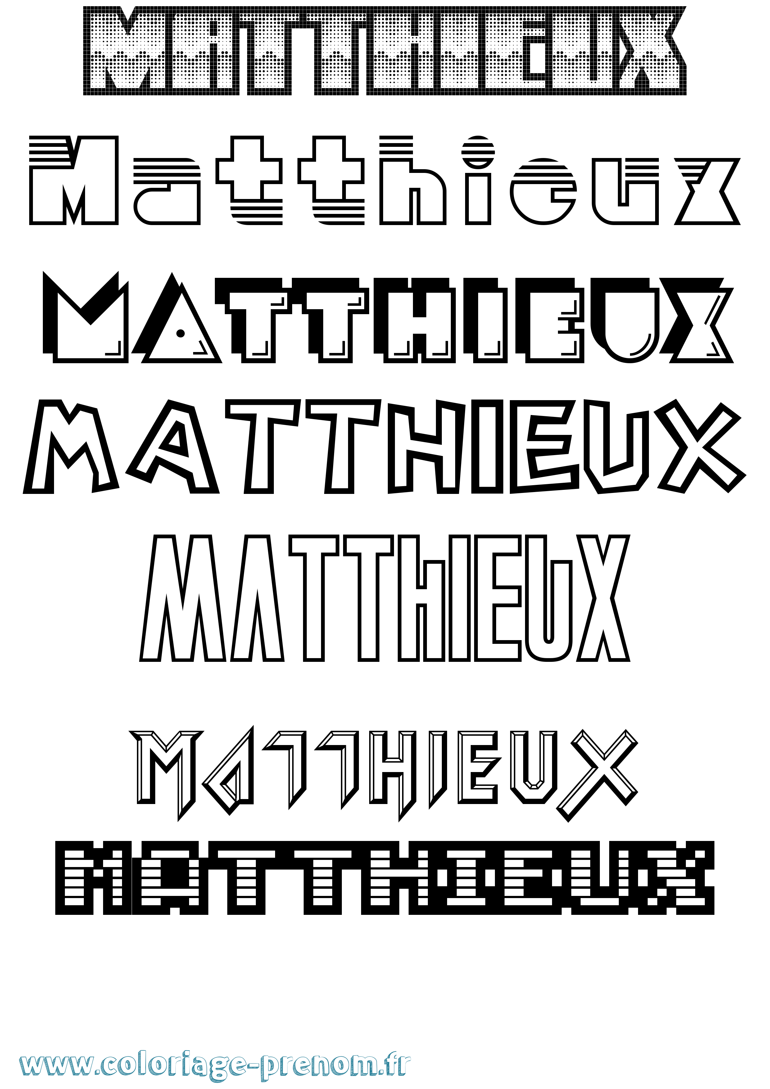 Coloriage prénom Matthieux Jeux Vidéos