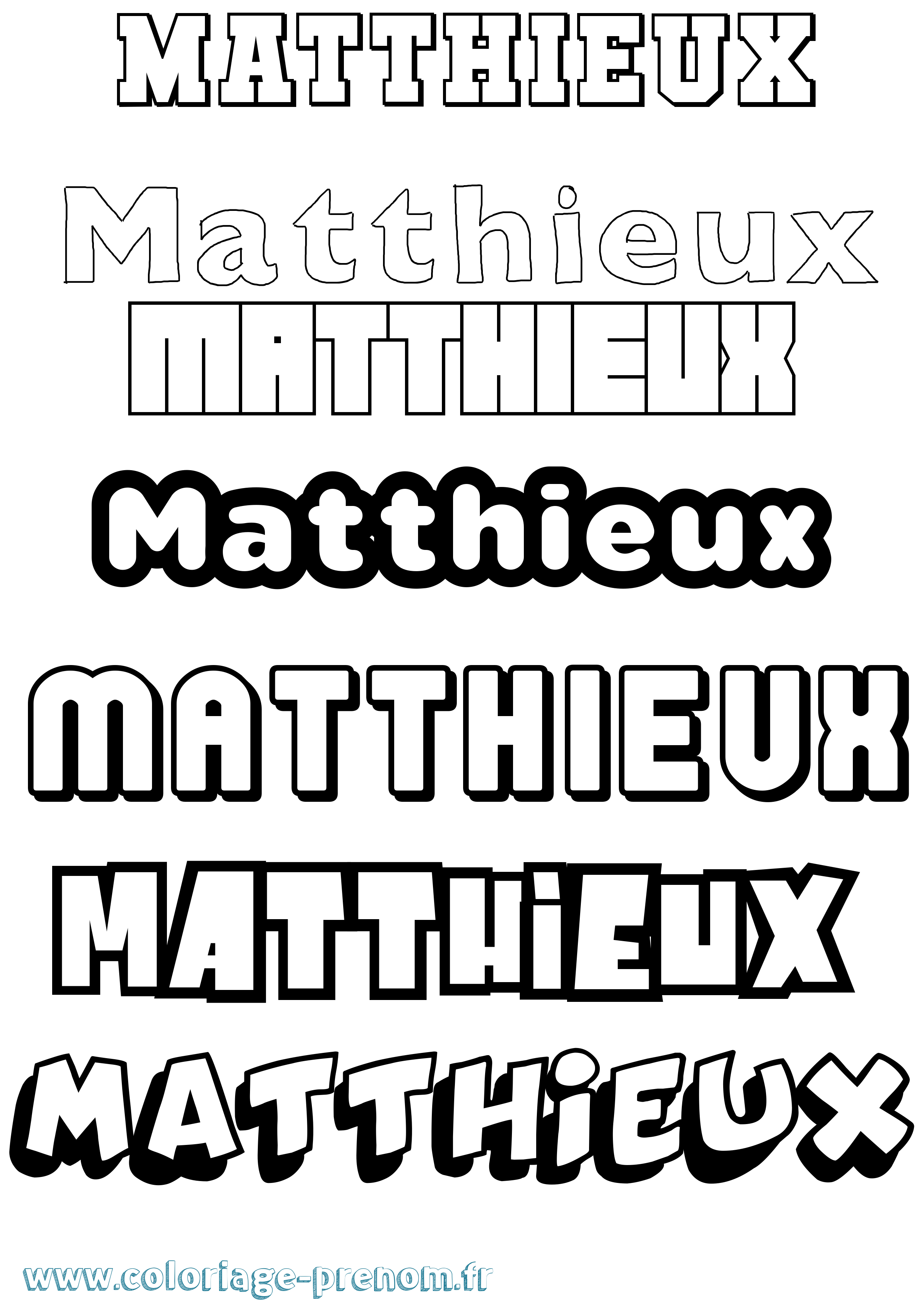 Coloriage prénom Matthieux Simple