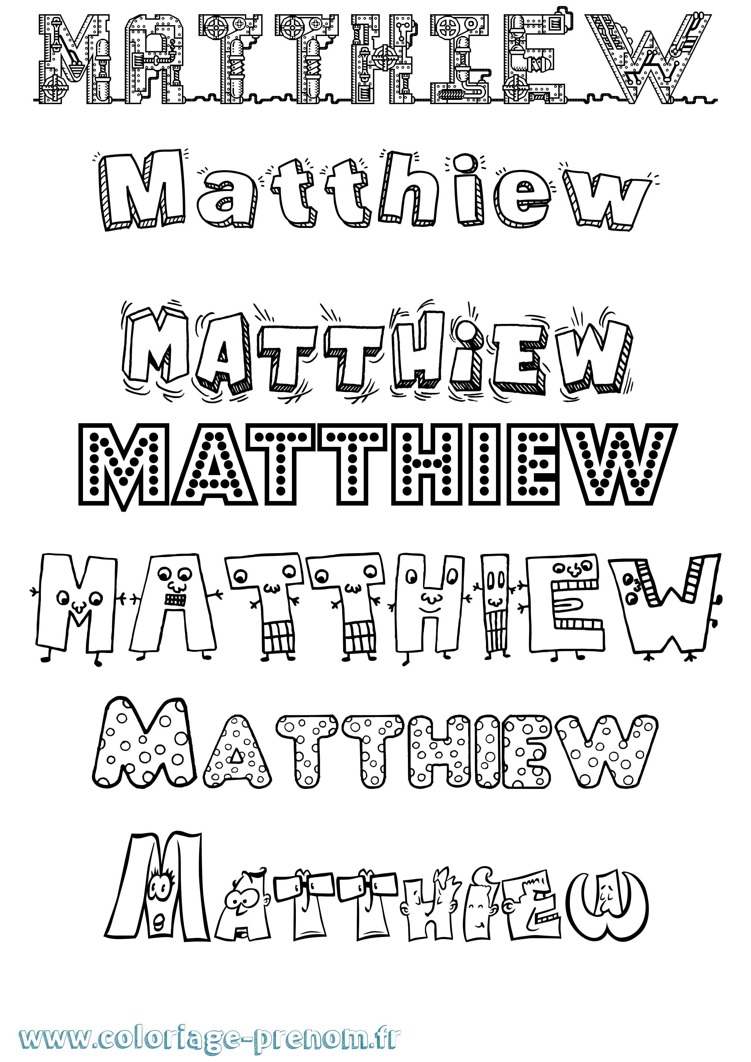 Coloriage prénom Matthiew Fun