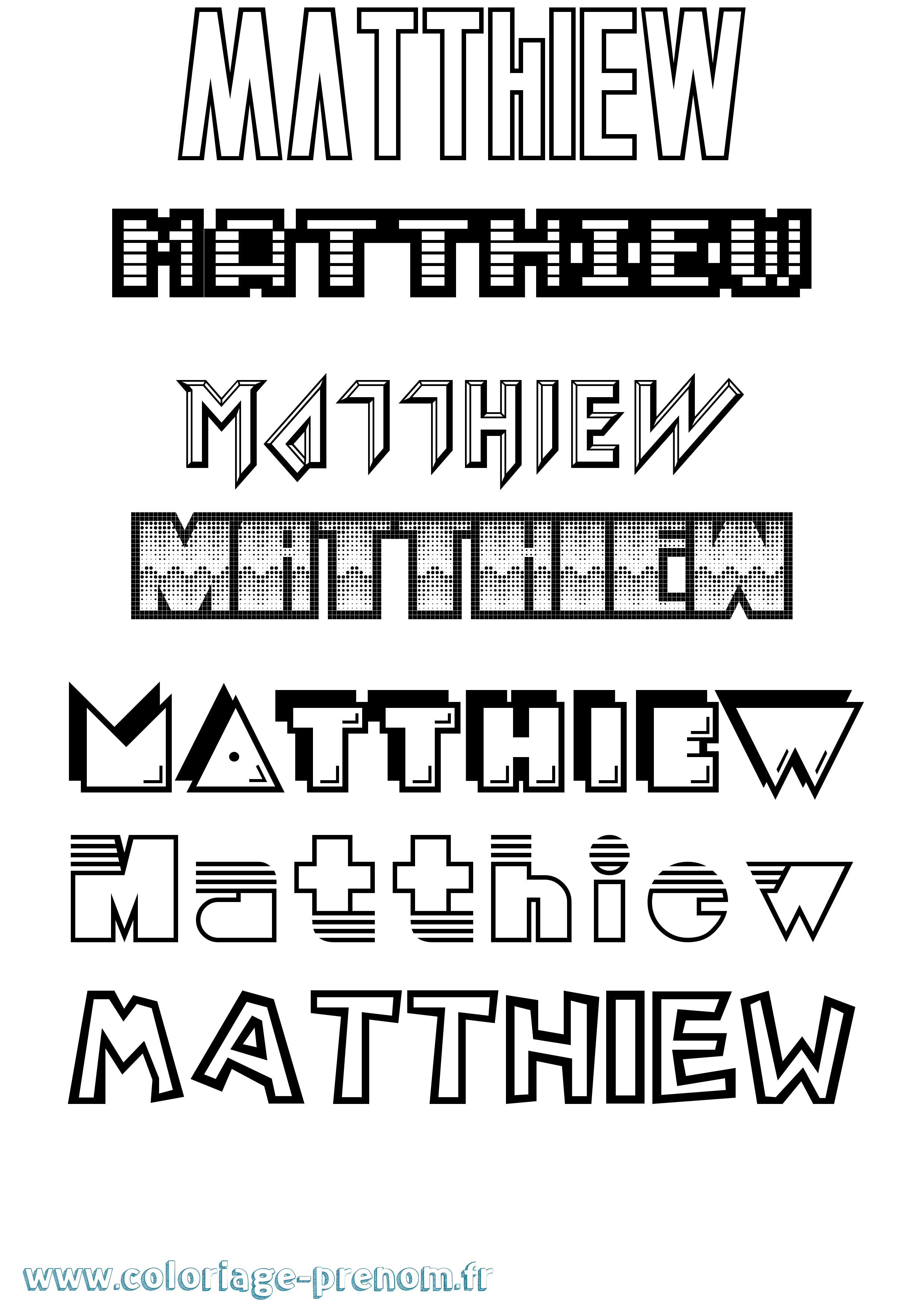 Coloriage prénom Matthiew Jeux Vidéos