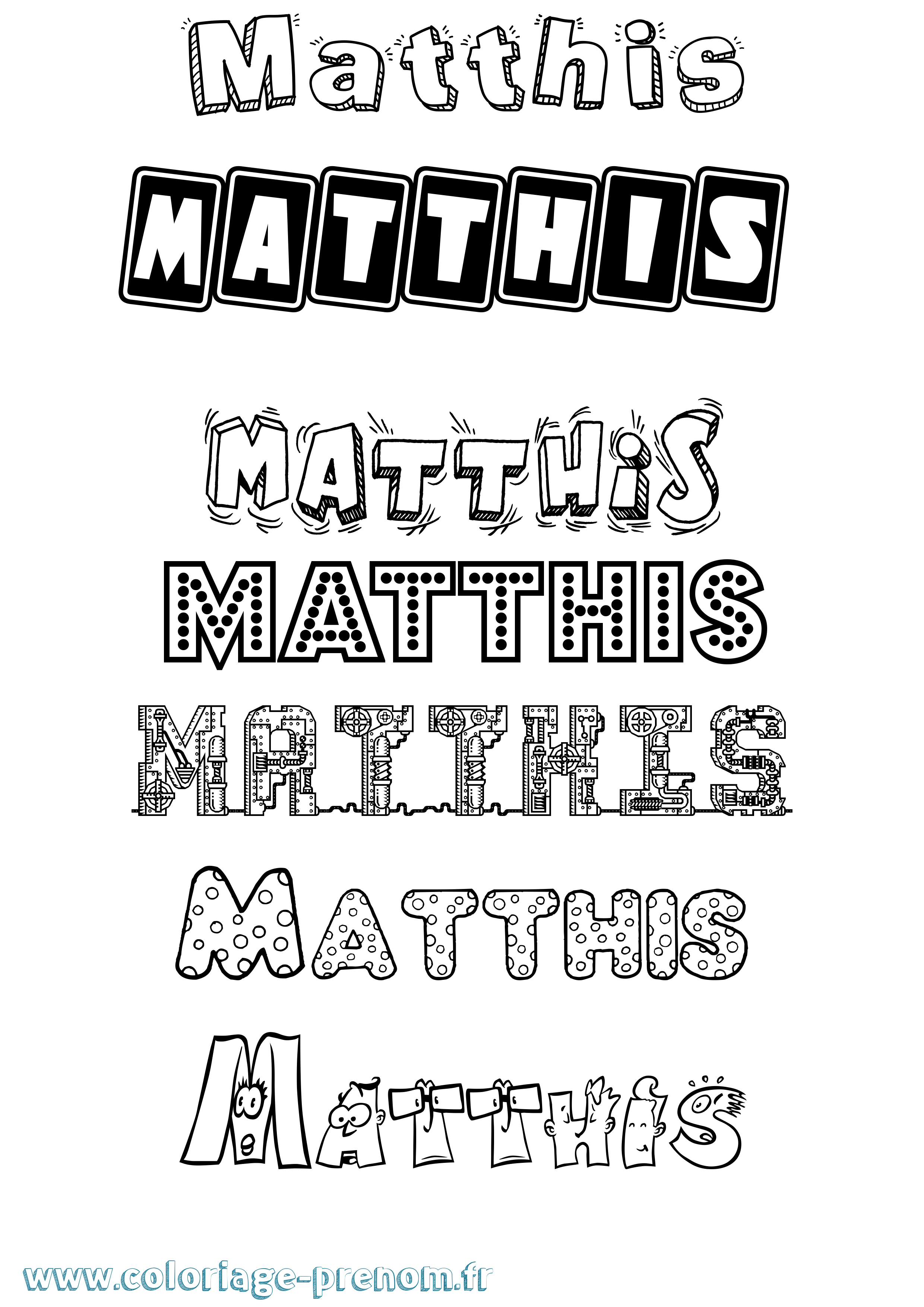 Coloriage prénom Matthis Fun