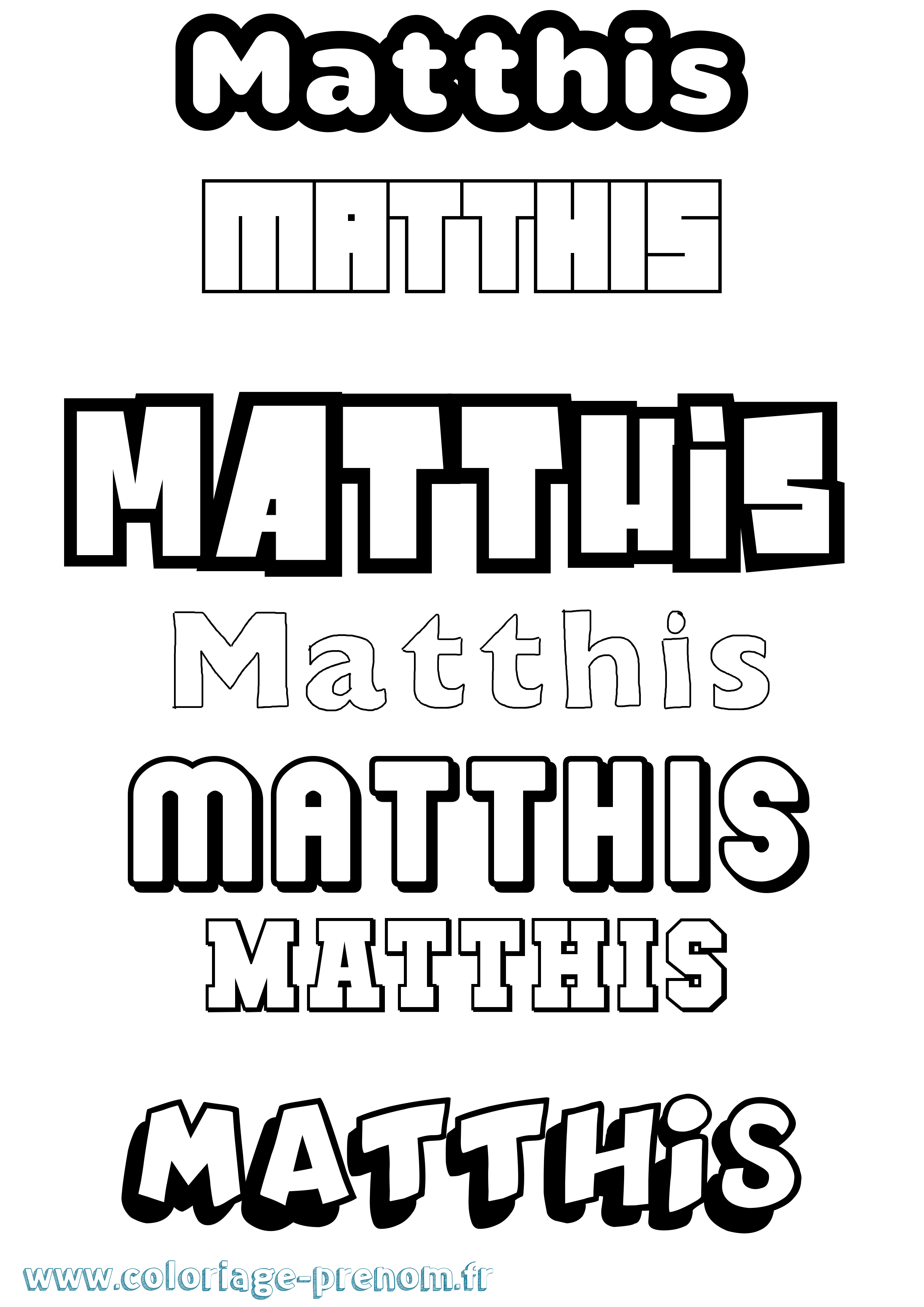 Coloriage prénom Matthis Simple