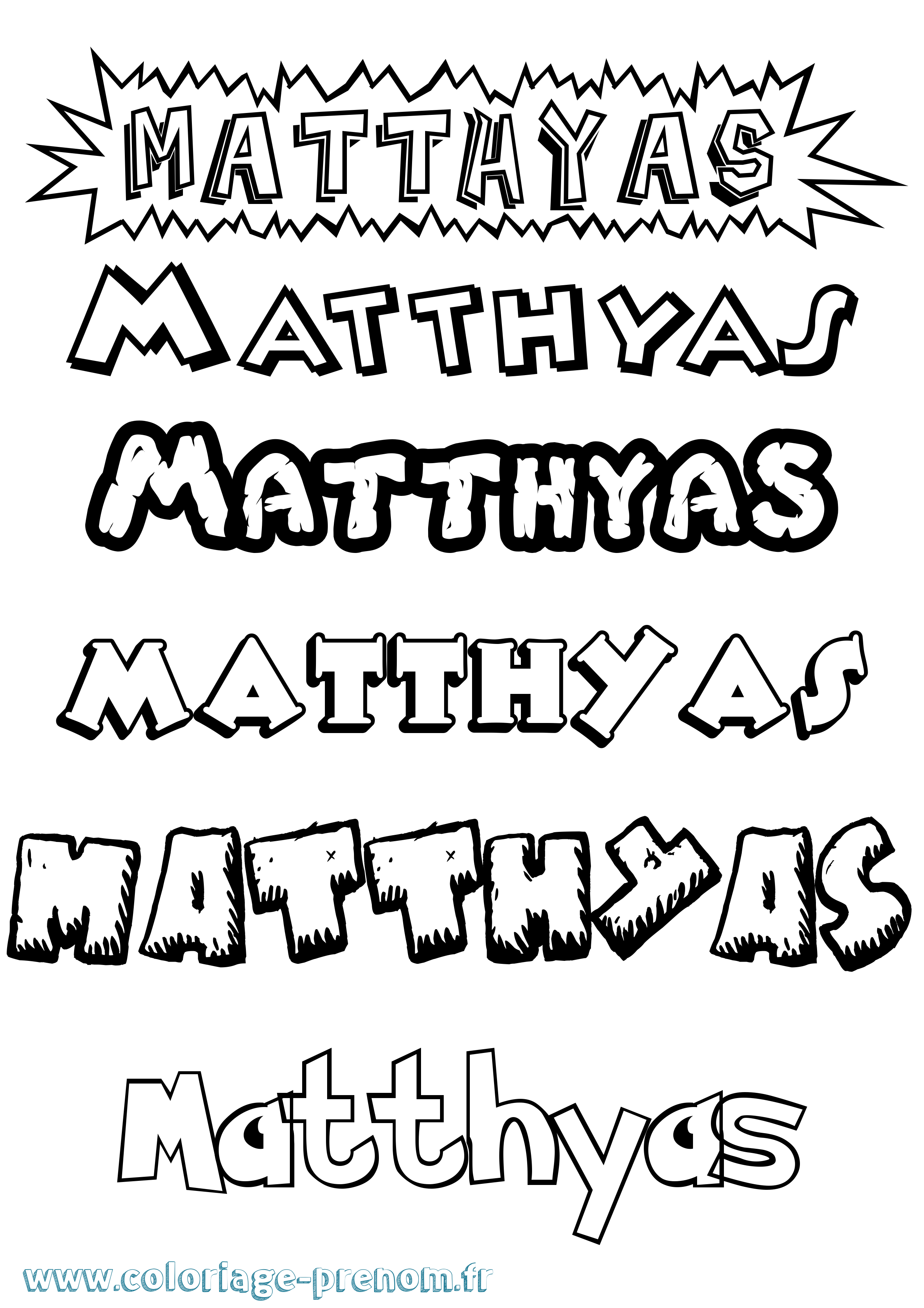 Coloriage prénom Matthyas Dessin Animé