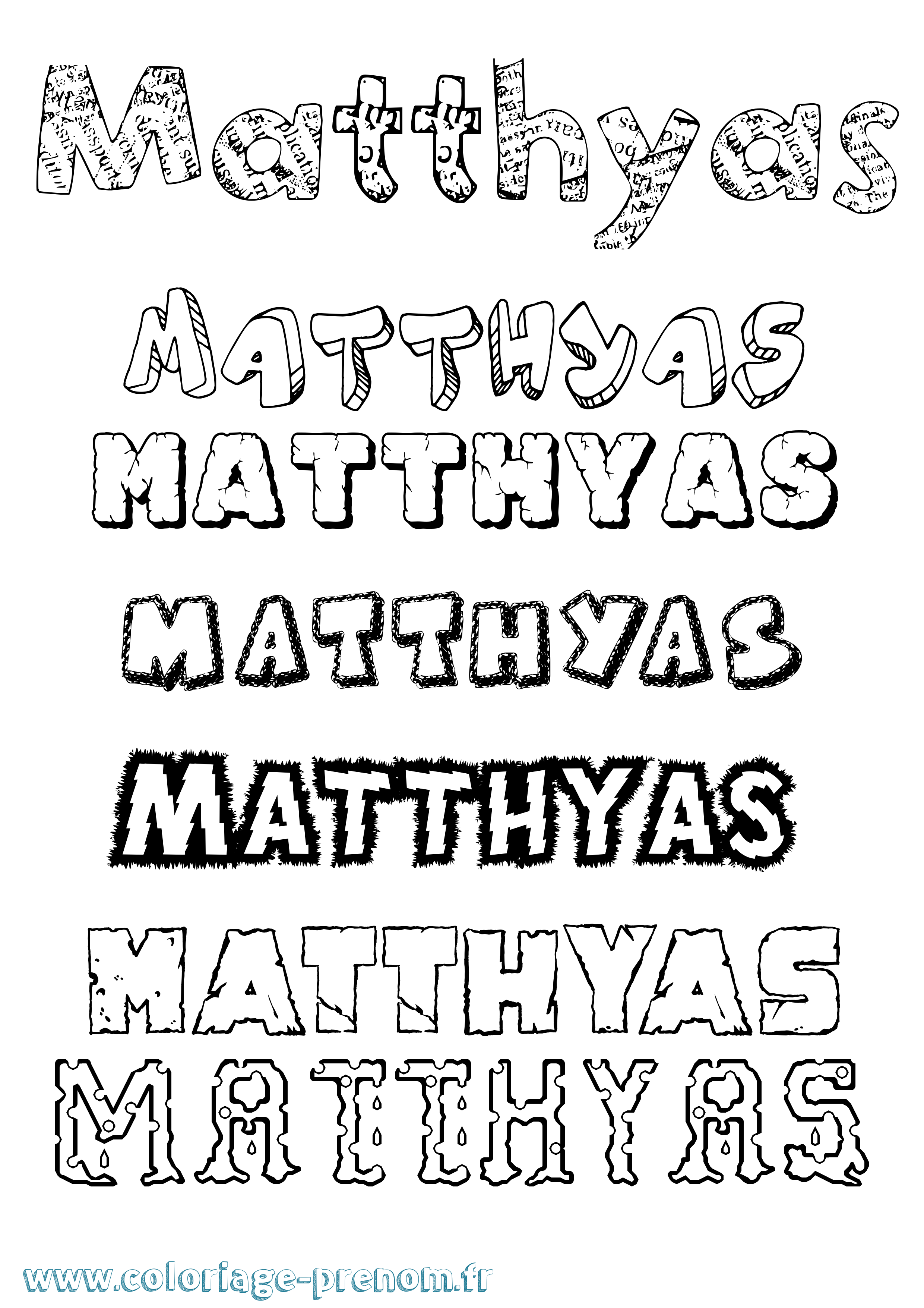 Coloriage prénom Matthyas Destructuré