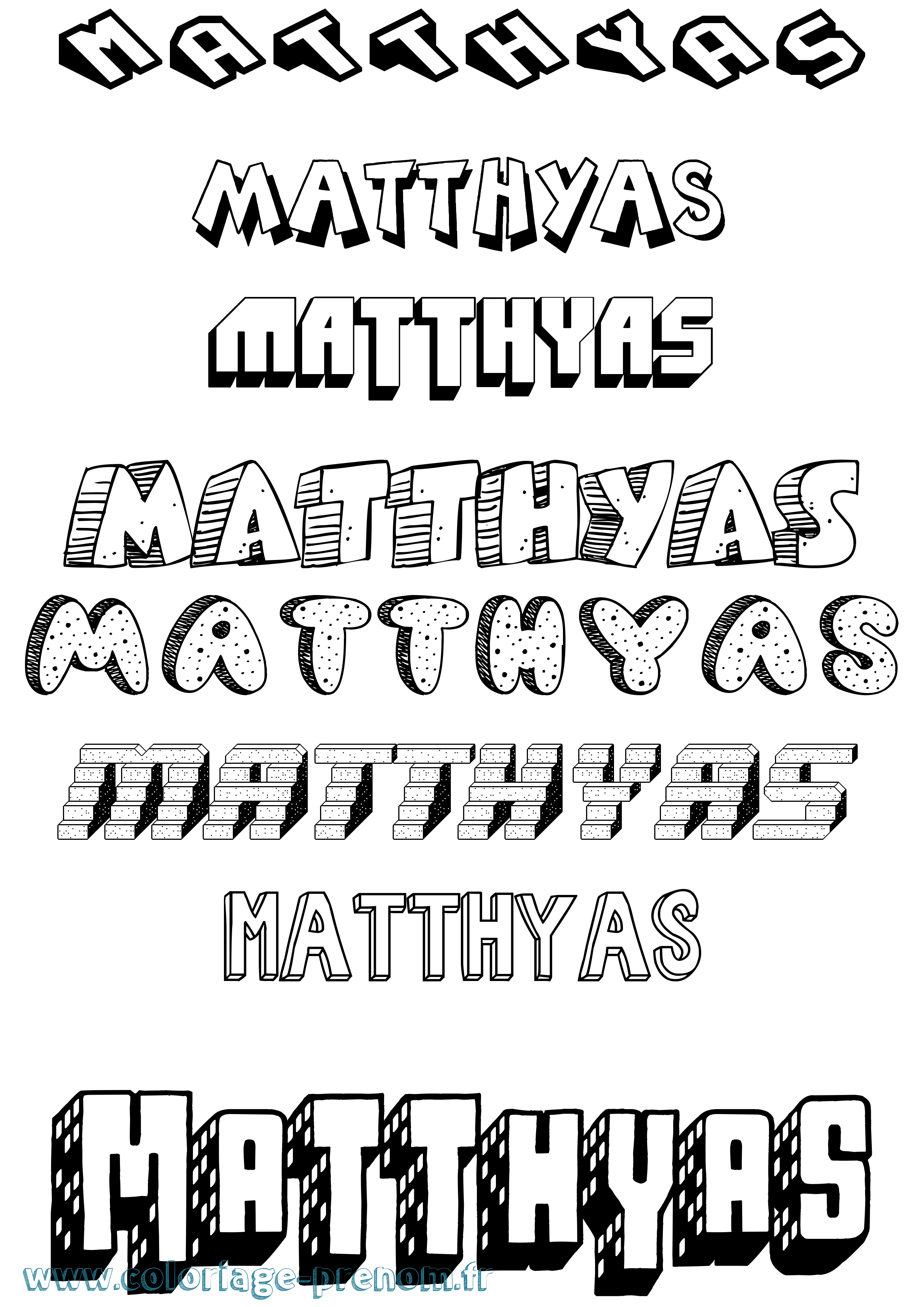 Coloriage prénom Matthyas Effet 3D