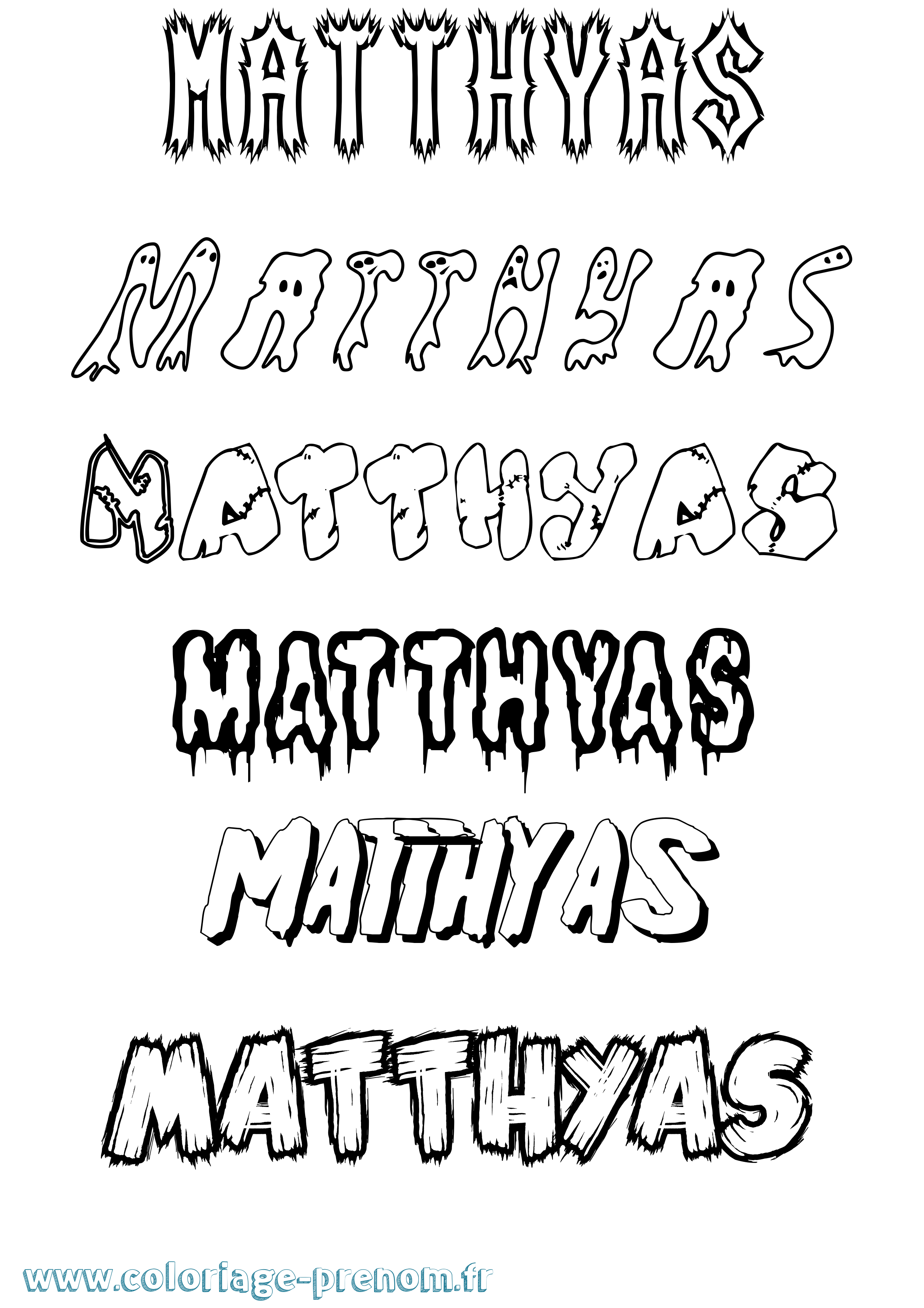 Coloriage prénom Matthyas Frisson