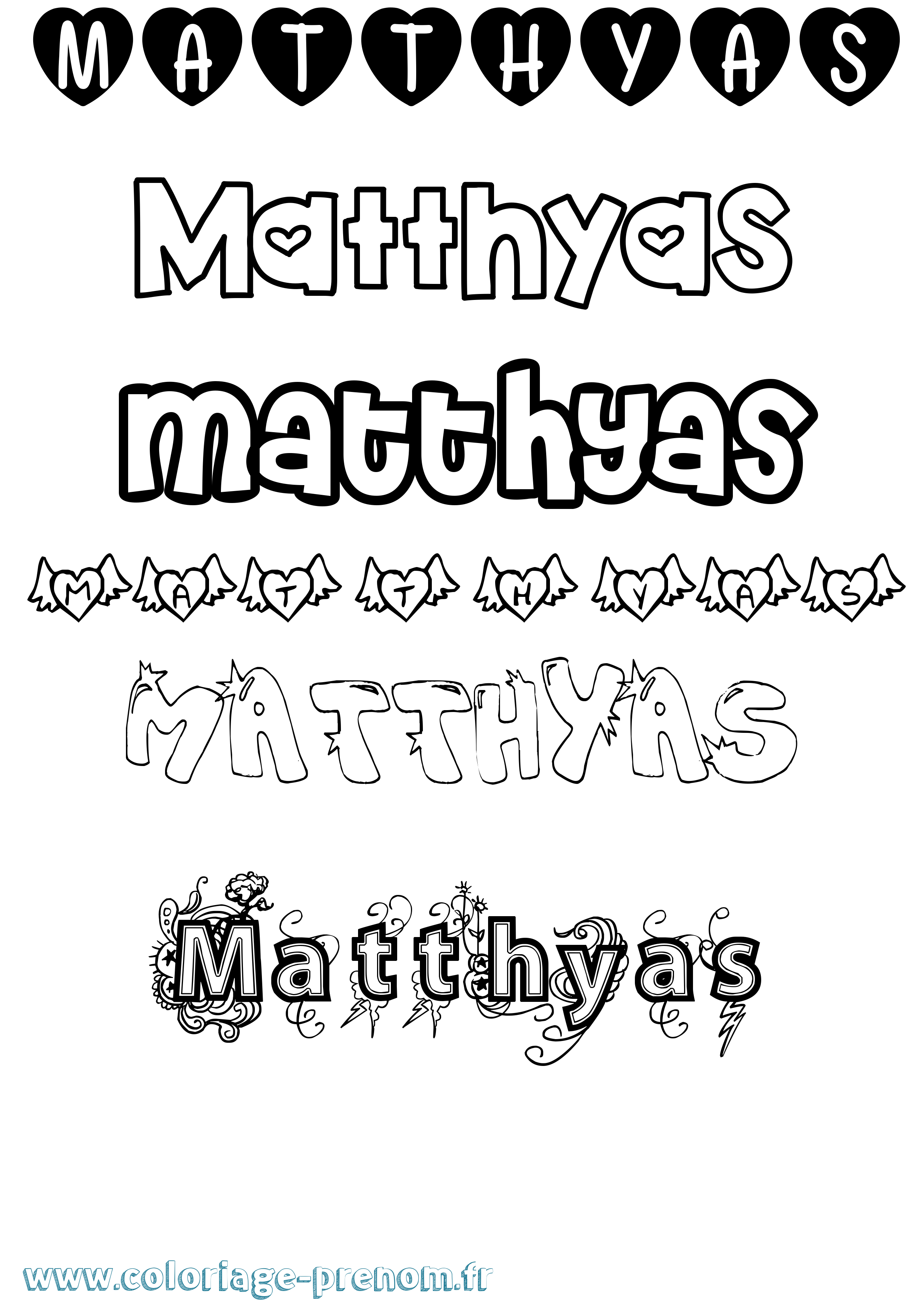 Coloriage prénom Matthyas Girly