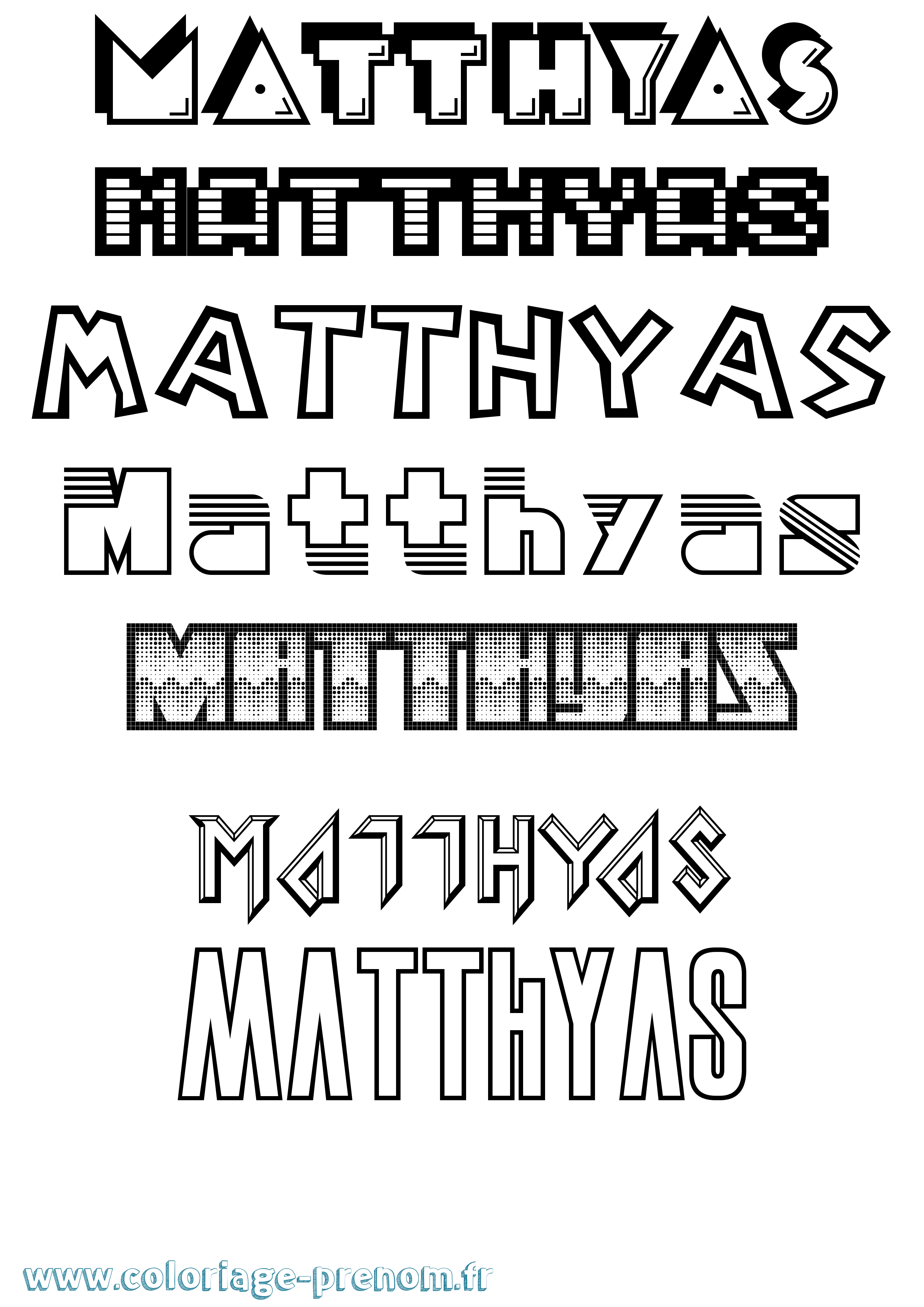 Coloriage prénom Matthyas Jeux Vidéos