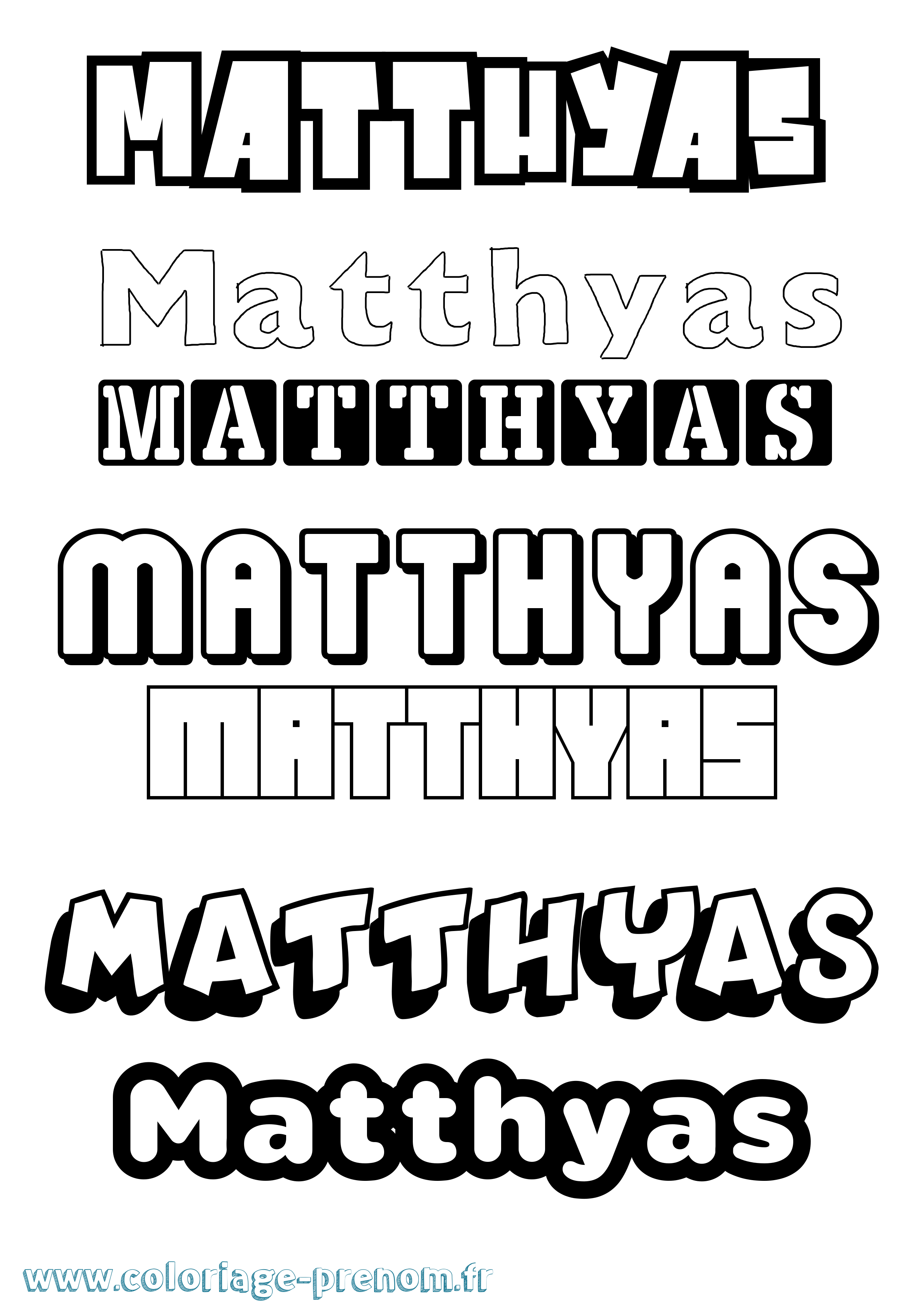 Coloriage prénom Matthyas Simple