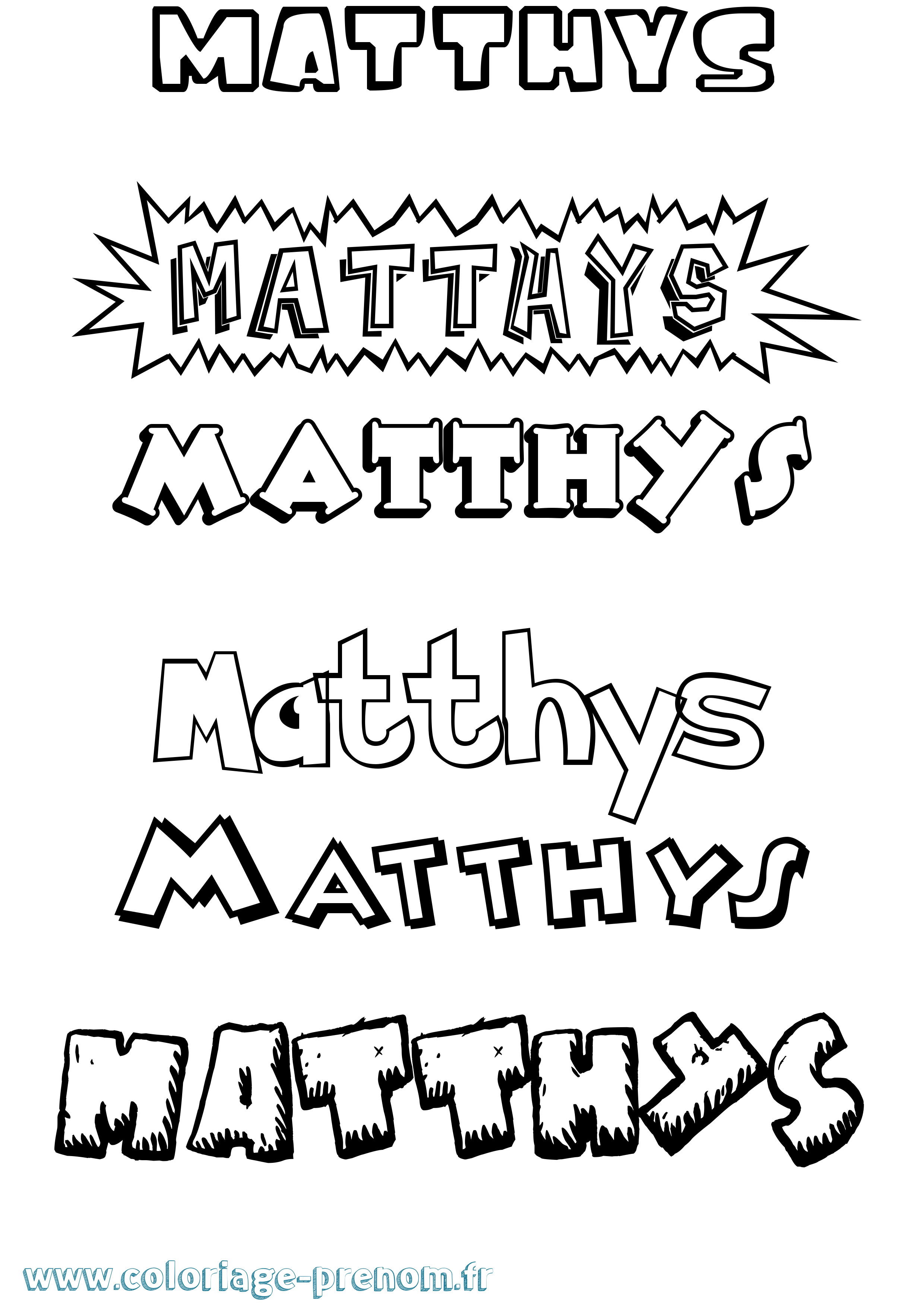 Coloriage prénom Matthys Dessin Animé