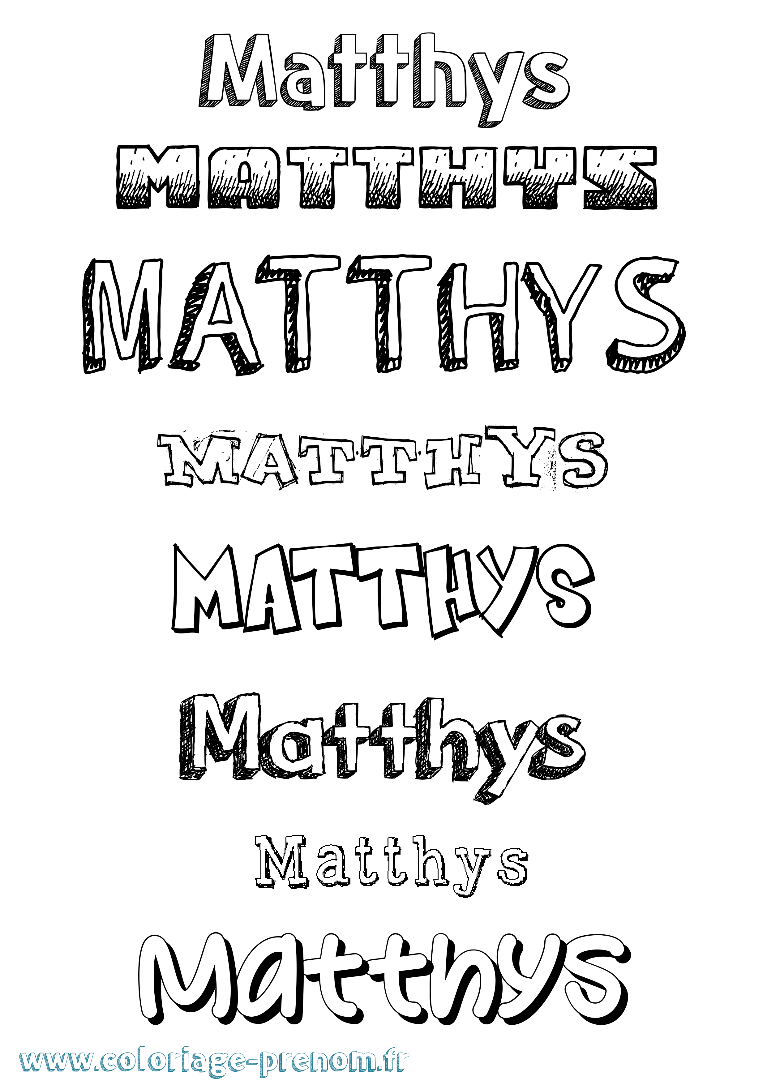 Coloriage prénom Matthys Dessiné