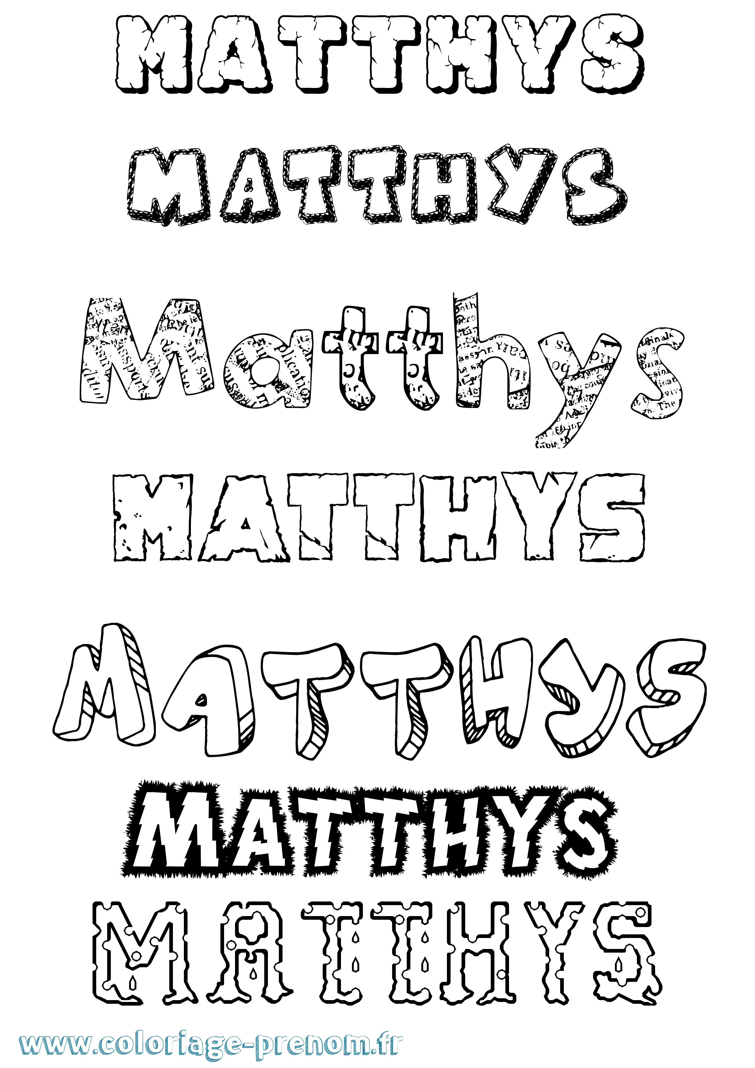 Coloriage prénom Matthys Destructuré
