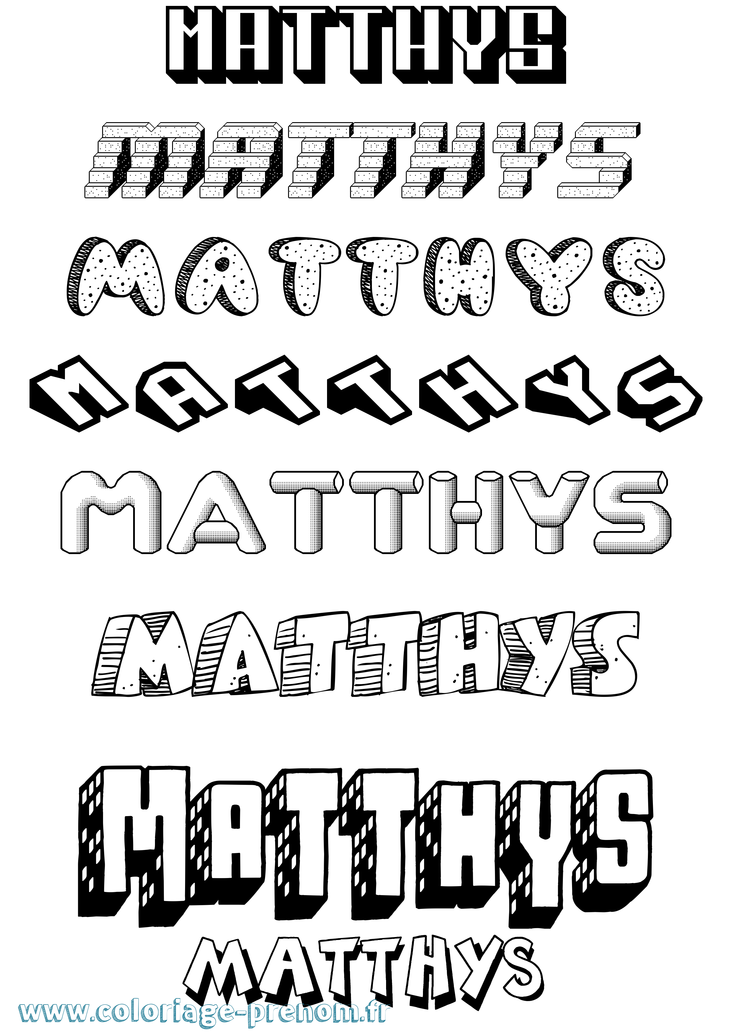 Coloriage prénom Matthys Effet 3D