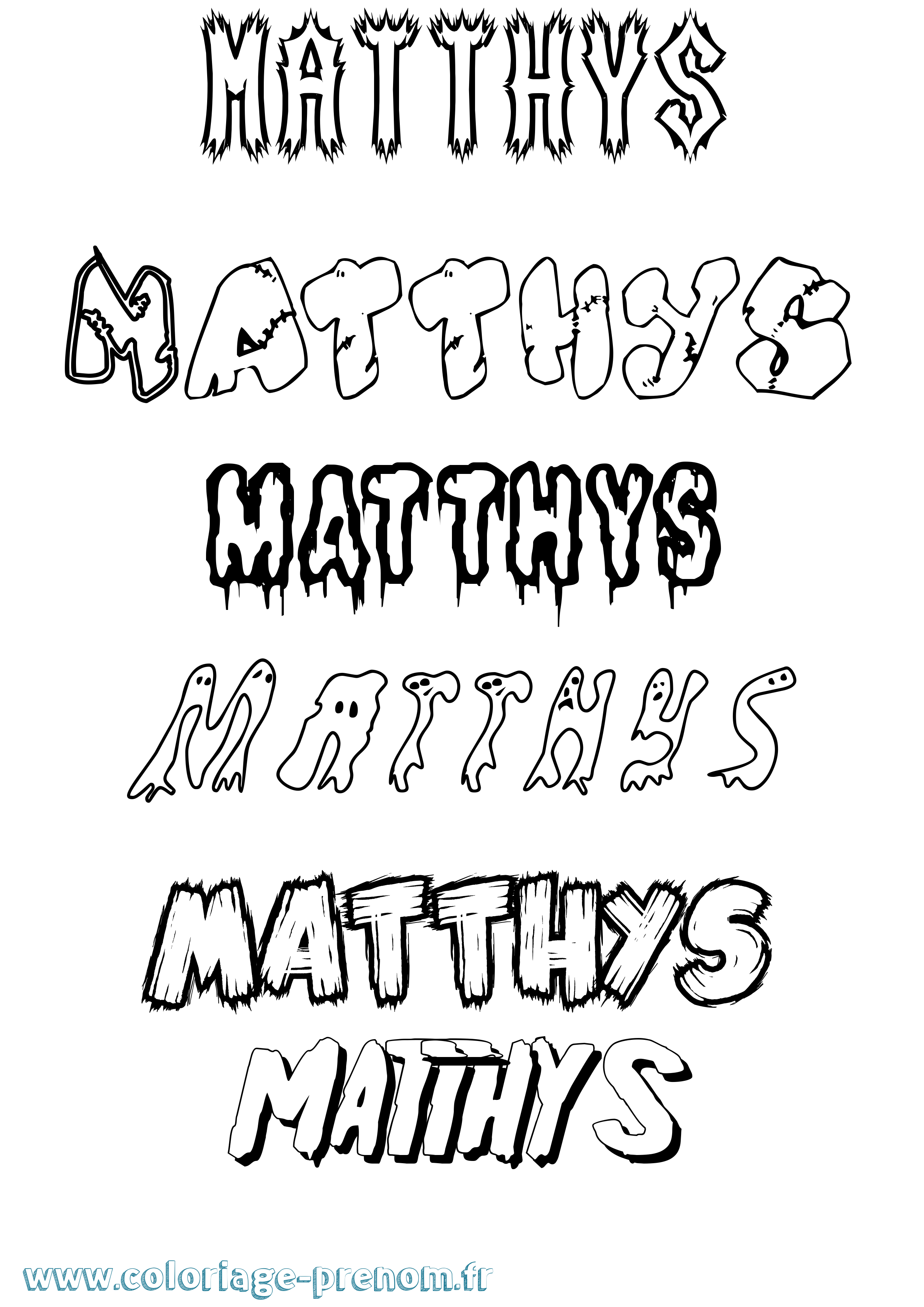 Coloriage prénom Matthys Frisson