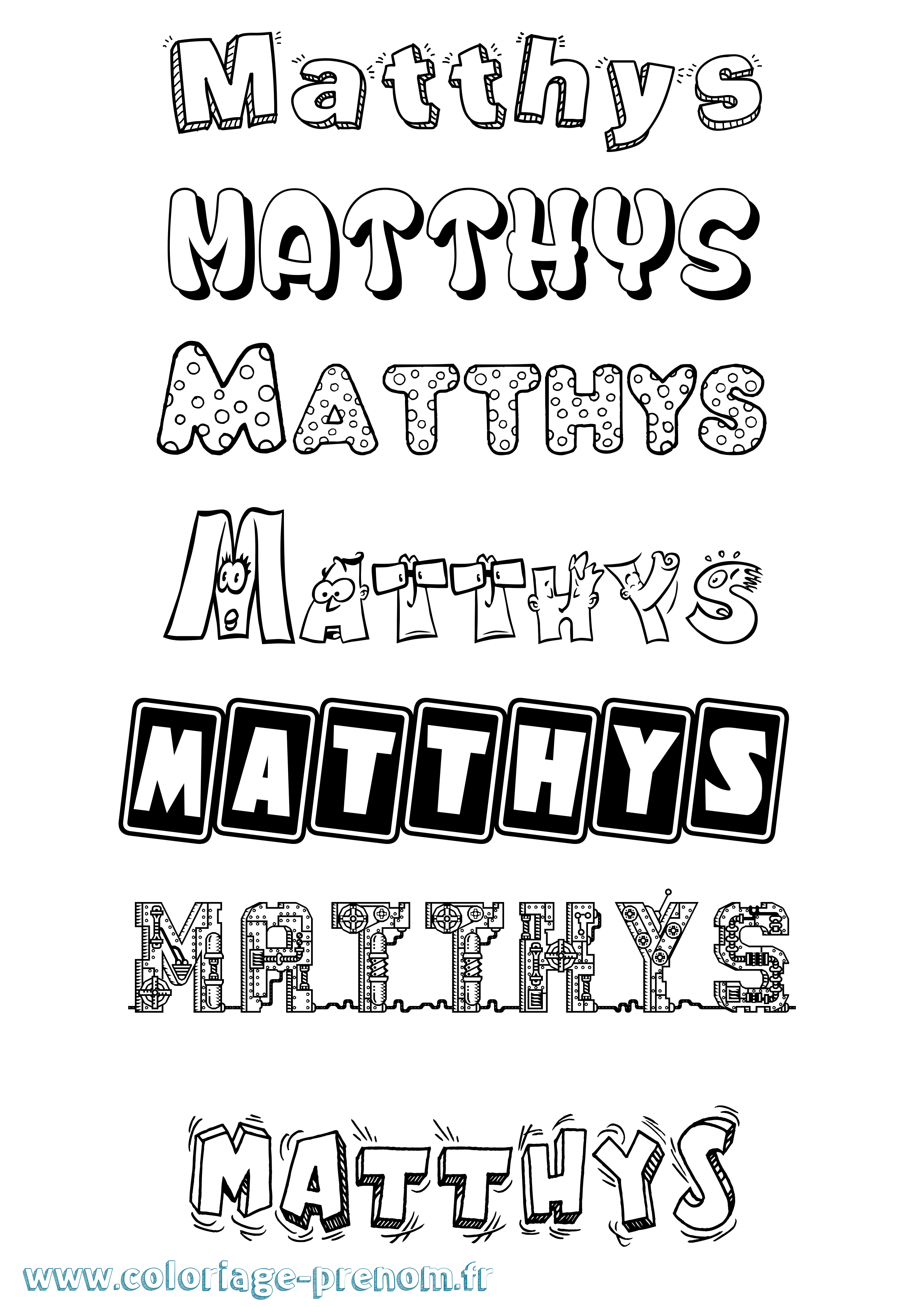 Coloriage prénom Matthys Fun